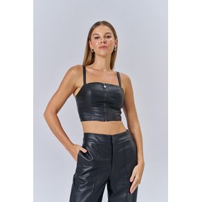 Top-Black-PU-Ziper-Frontal-Feminino-Acostamento Top-Black-PU-Ziper-Frontal-Feminino-Acostamento