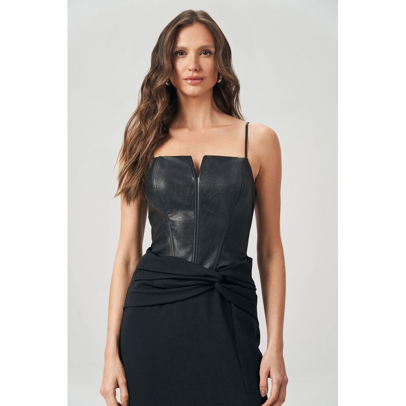 Vestido-Black-Recorte-PU-Feminino-Acostamento