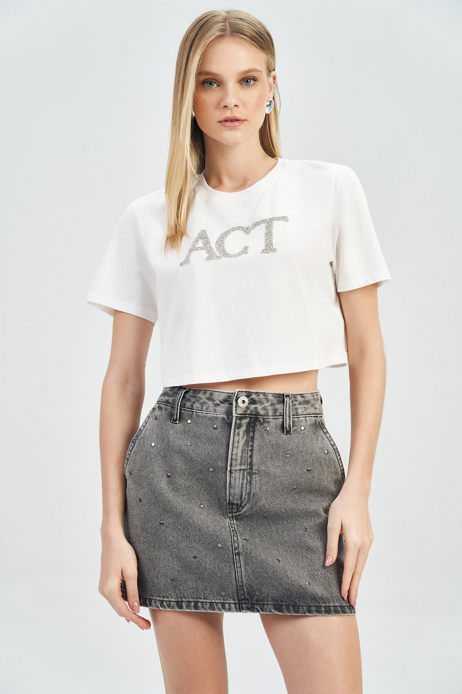 T-Shirt Cropped Brilho Feminina Acostamento