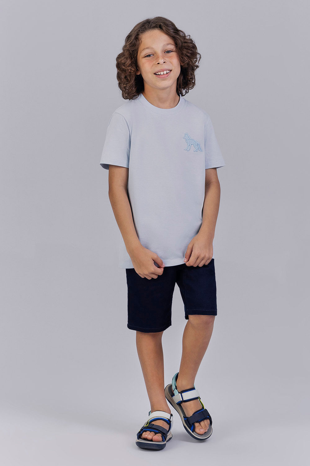 Camiseta Lobo Bordado Menino Acostamento Next