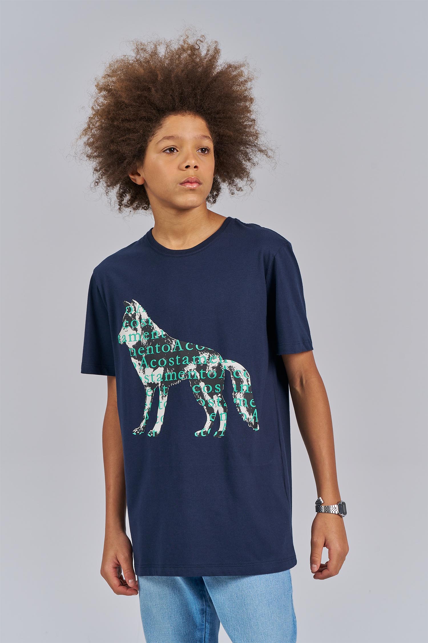 Camiseta Lobo Letters Menino Acostamento Next