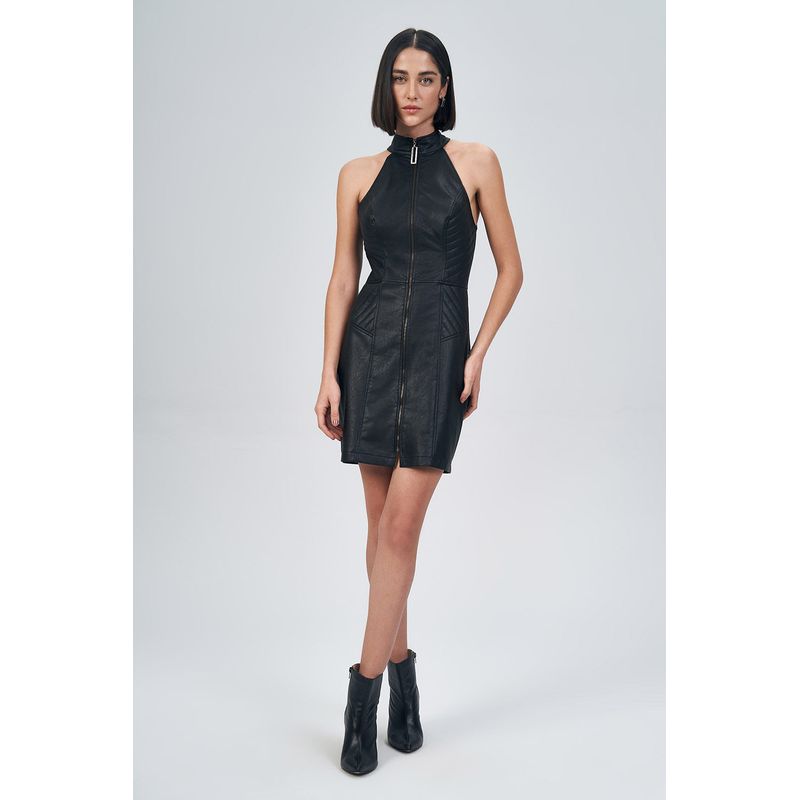 Vestido-Ziper-Black-PU-Feminino-Acostamento