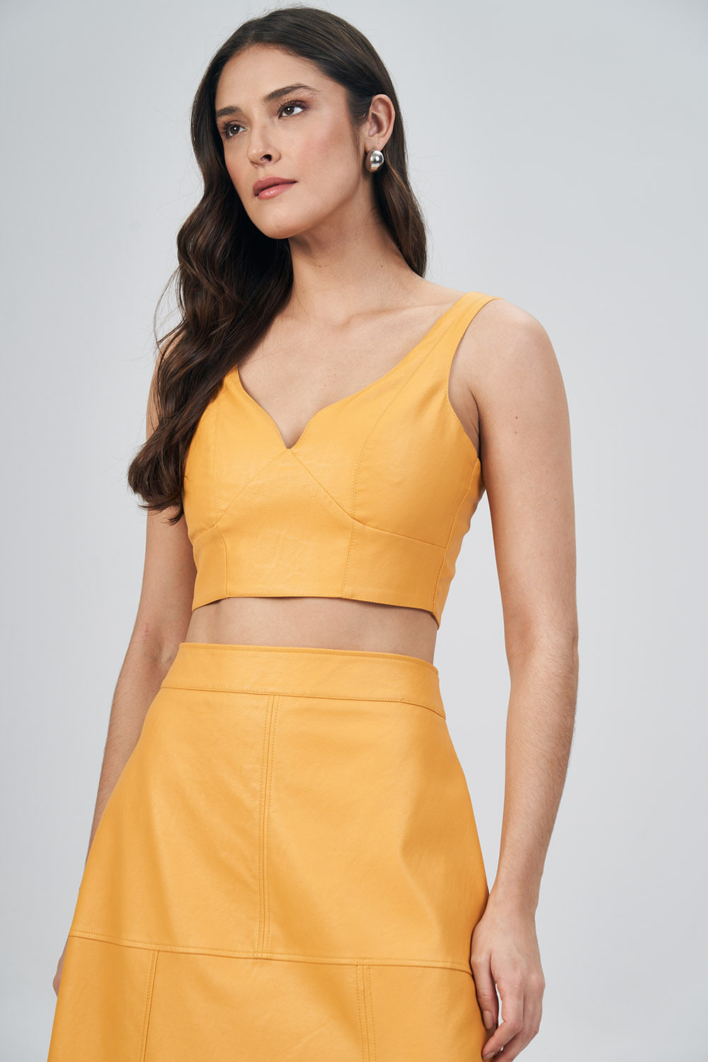 Top PU Busto Estruturado Feminino Acostamento
