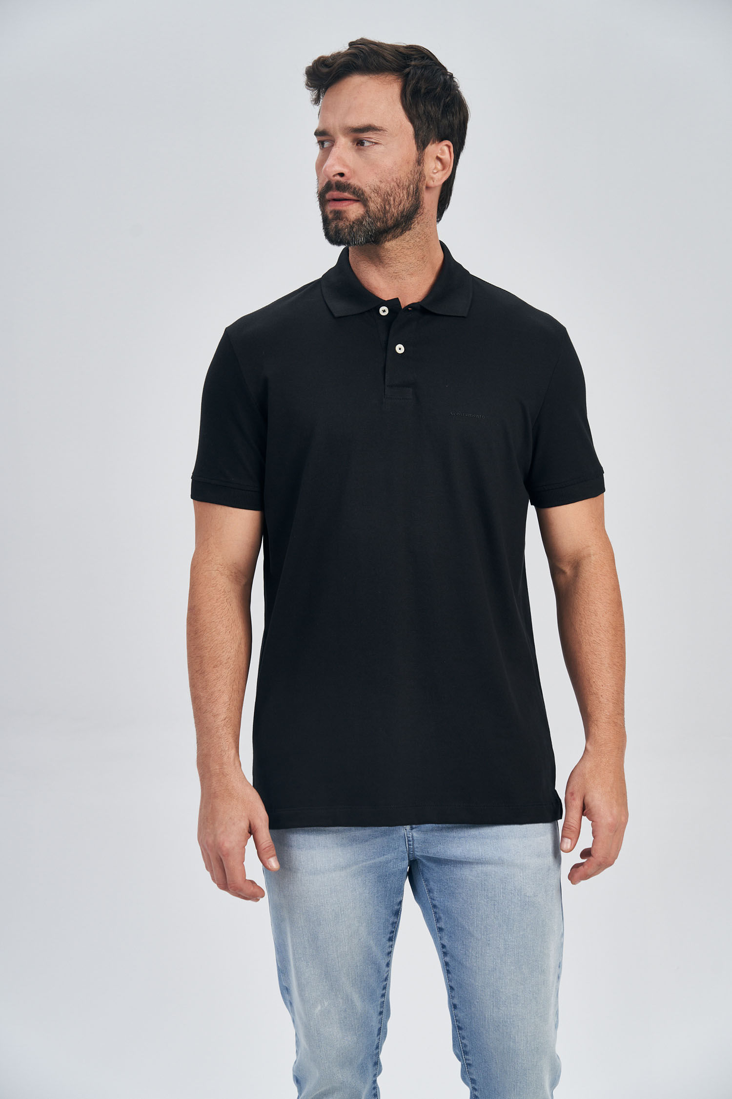 Polo Pima Essential Masculina Acostamento