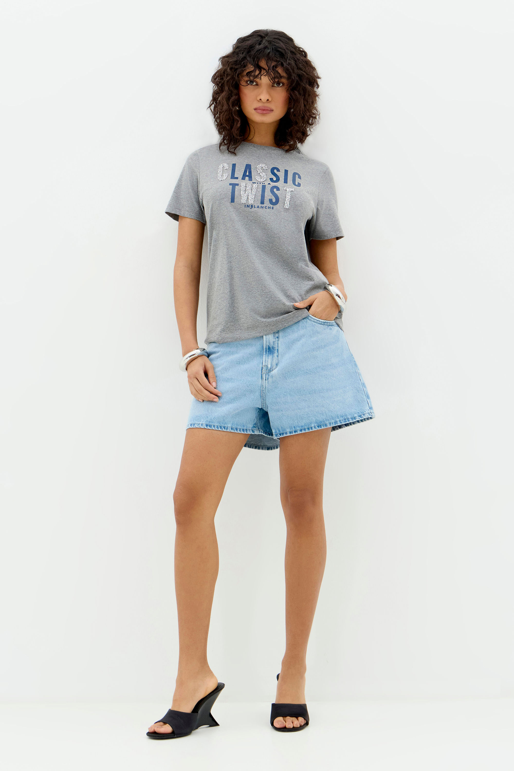 Short Jeans Cós Duplo Feminino Inblanche