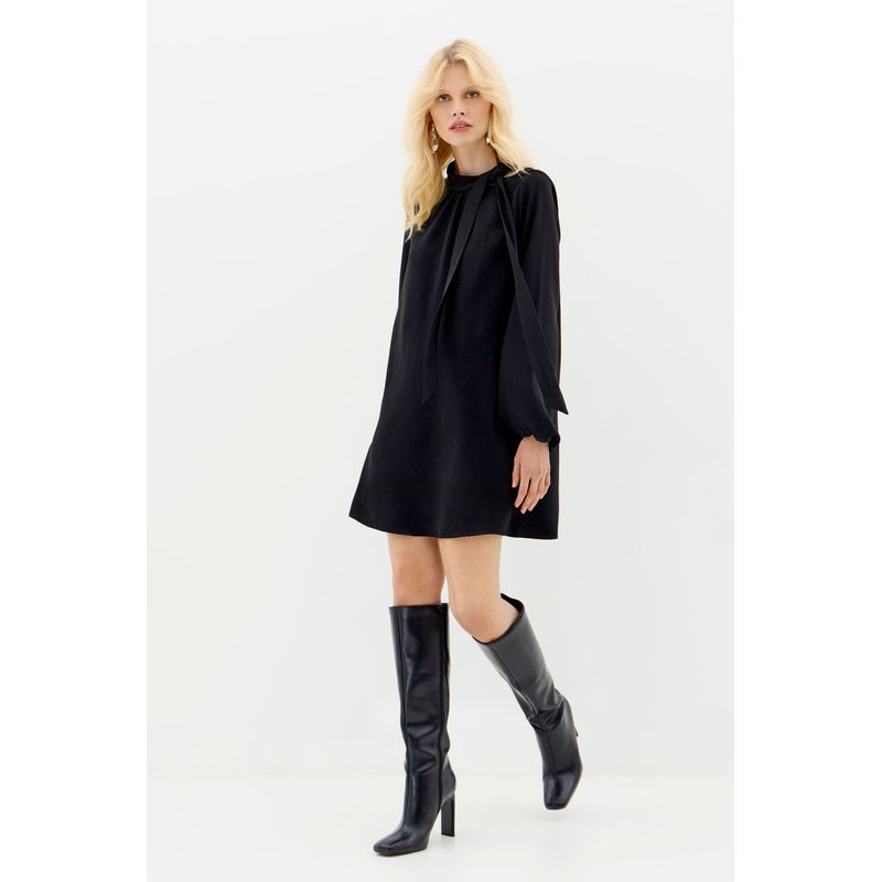 Vestido-Curto-Amarracao-na-Gola-Feminino-Inblanche