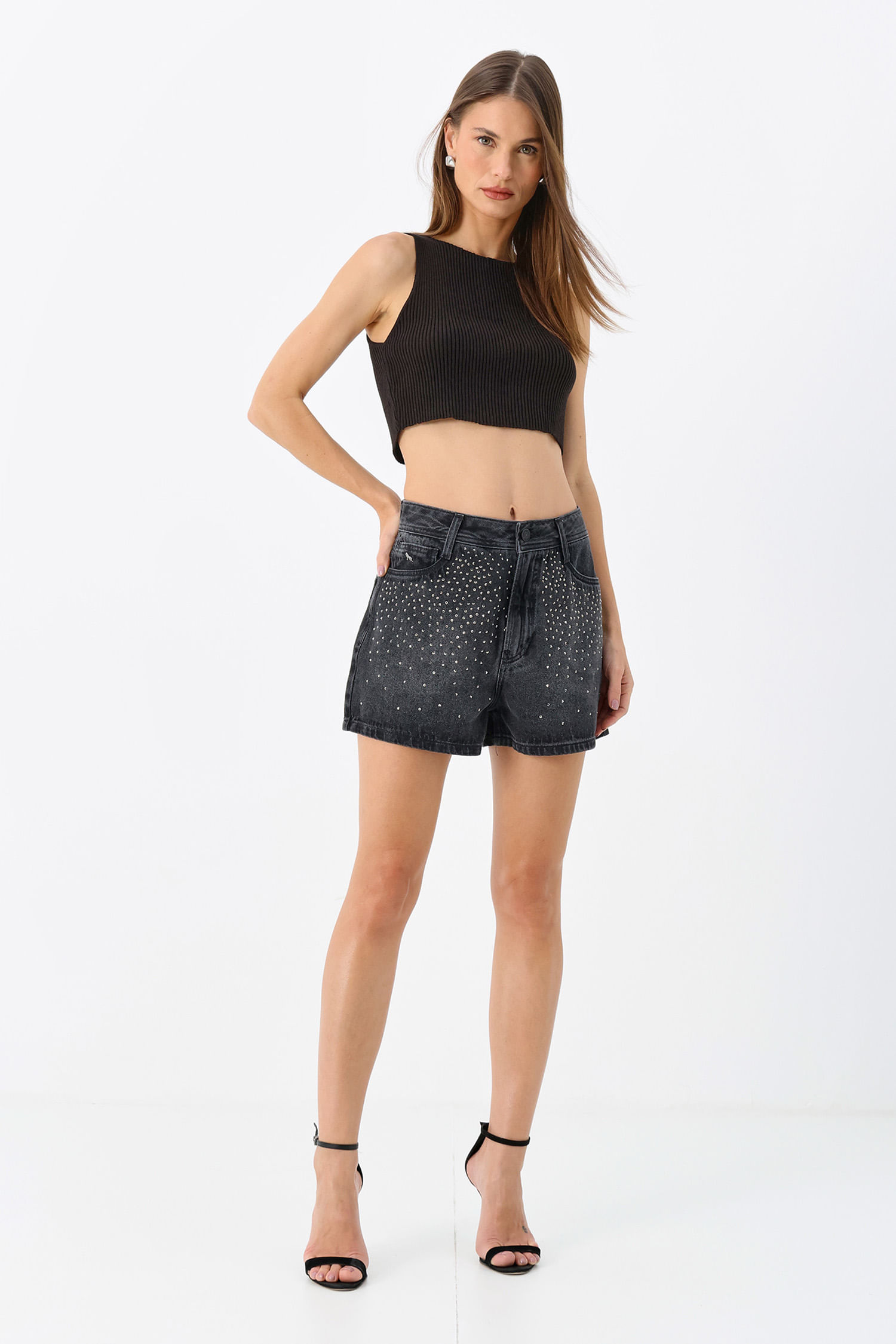 Short Jeans com Aplicação ACT Feminino