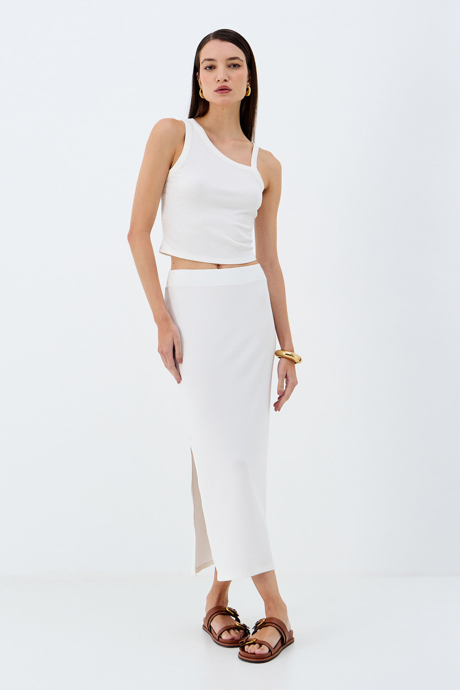 Blusa Assimétrica Canelada ACT Feminino