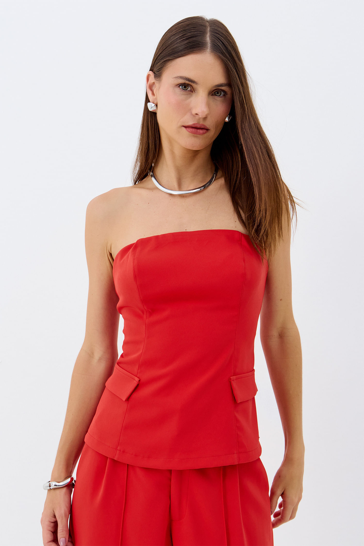 Blusa Alfaiataria Sem Alça ACT Feminino