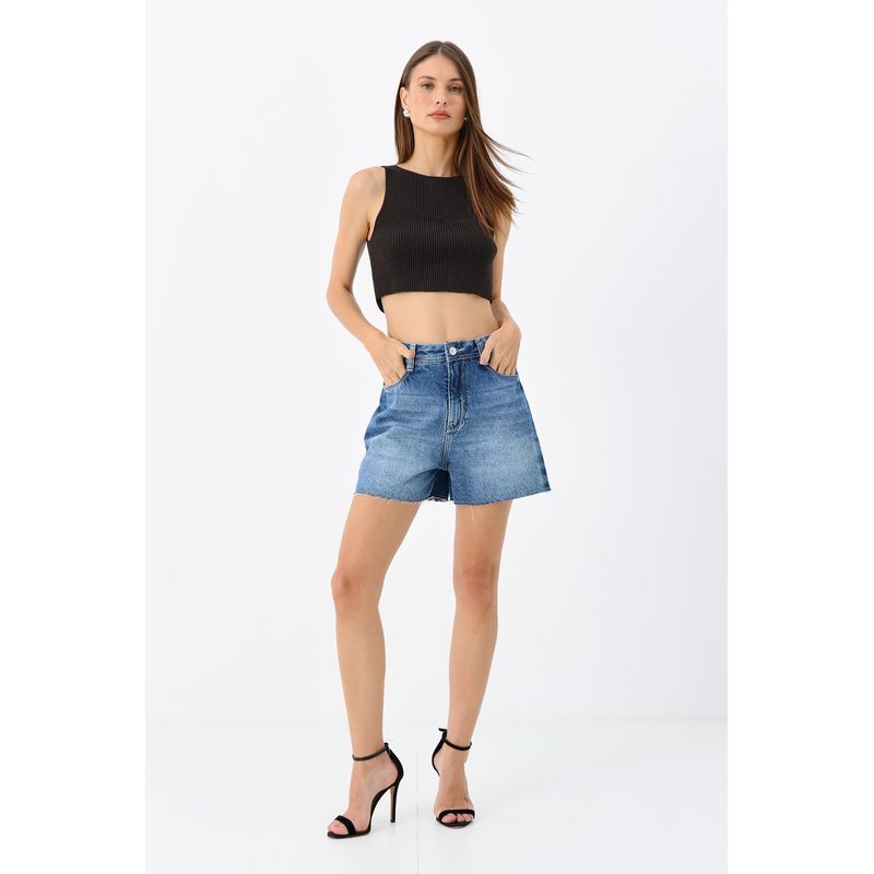 Shorts-Jeans-Mom-Cintura-Alta-ACT-Feminino