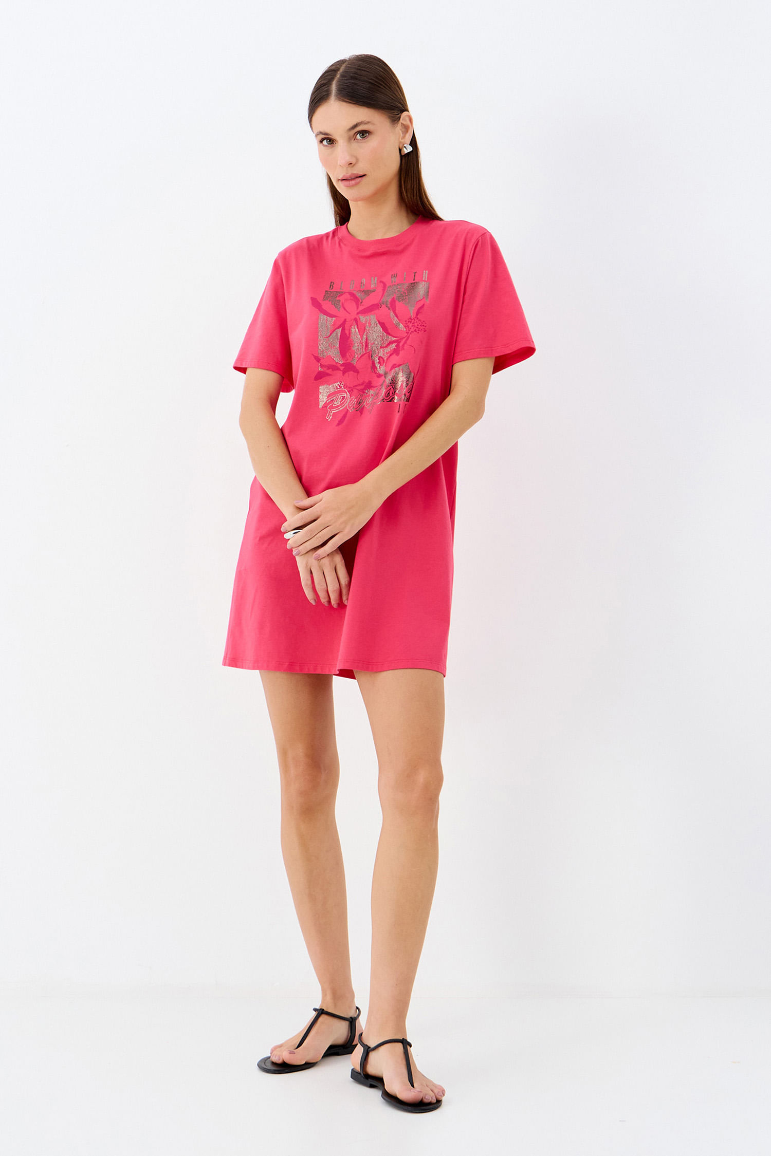 Vestido T-Dress Silk Metalizada ACT Feminino
