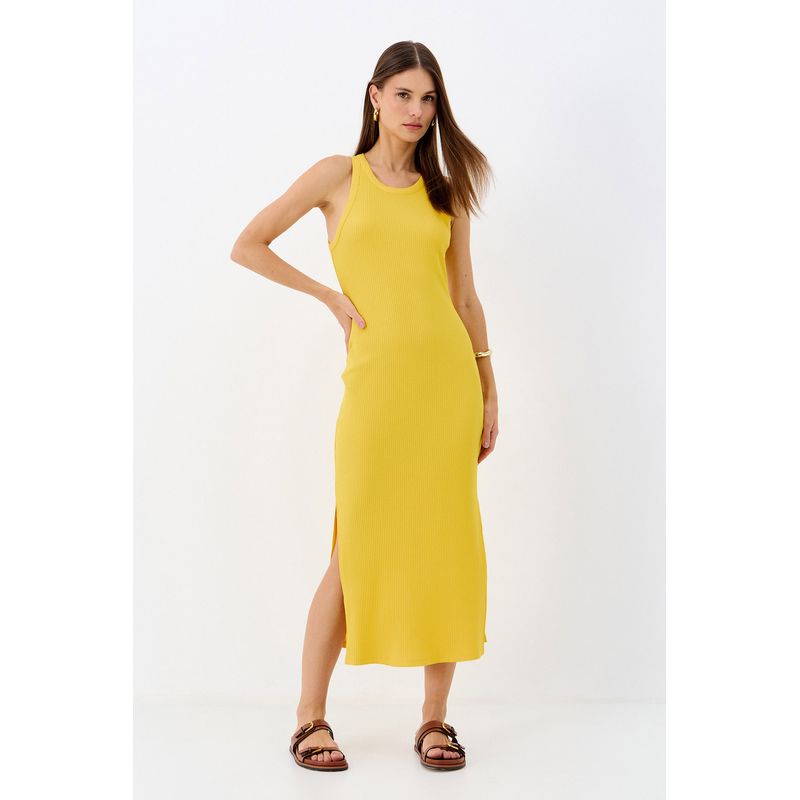 Vestido-Midi-Canelado-com-Fenda-Lateral-ACT-Feminino