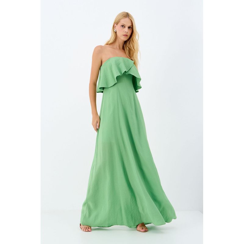 Vestido-Longo-Babado-Sem-Alca-ACT-Feminino