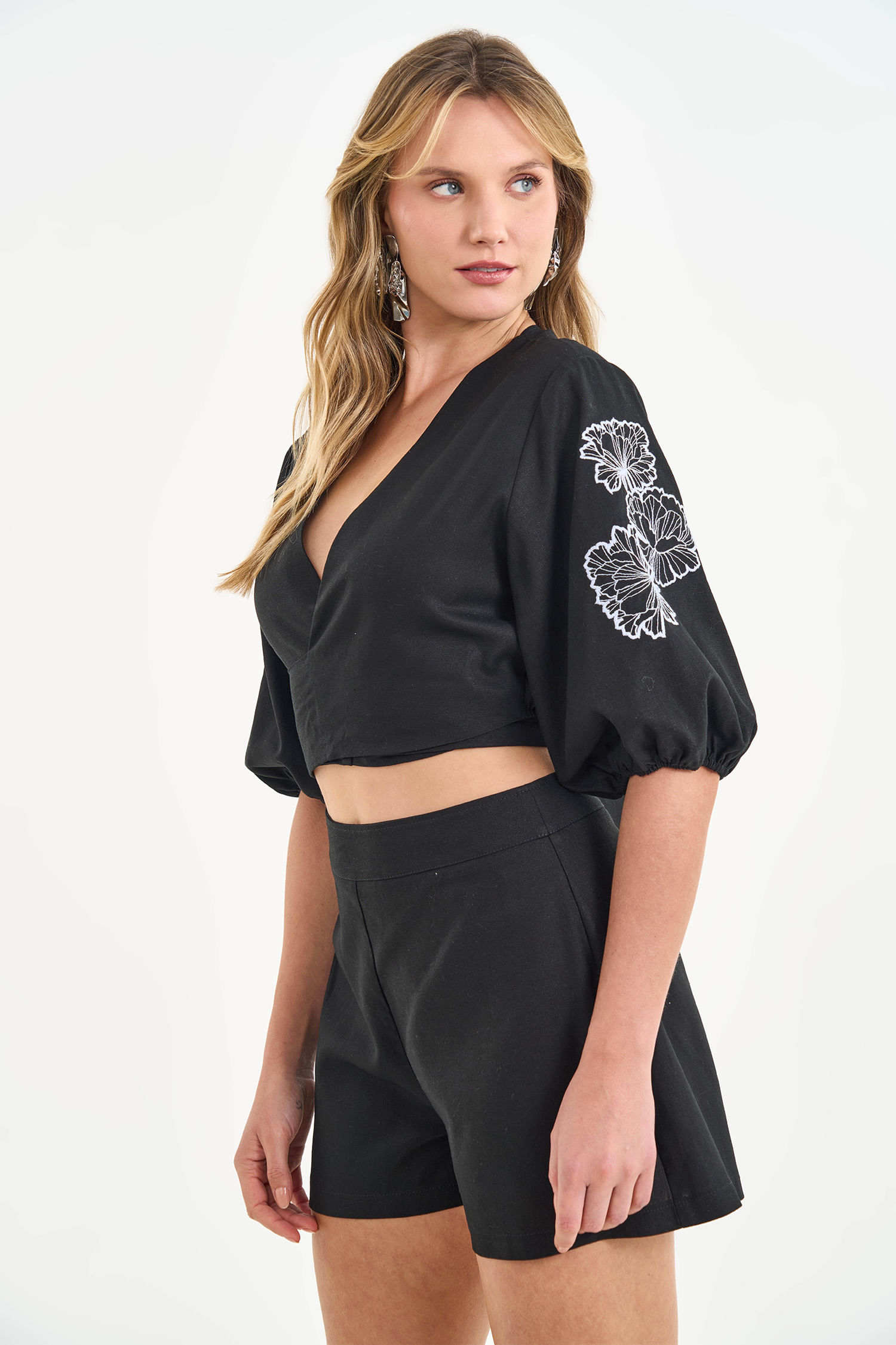 Blusa Linho Transpassada com Amarração ACT Feminino