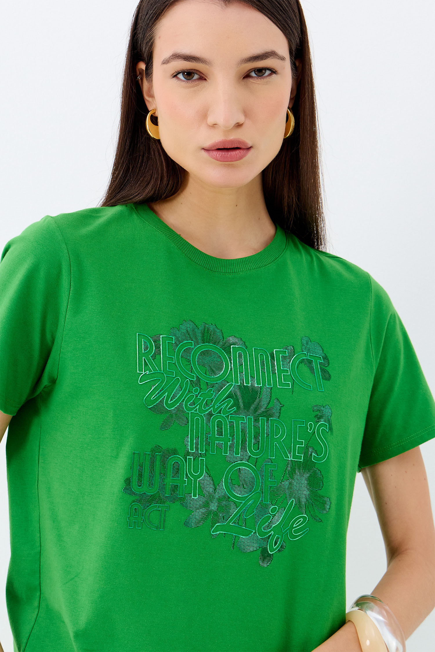 T-Shirt Floral Minimalista ACT Feminino