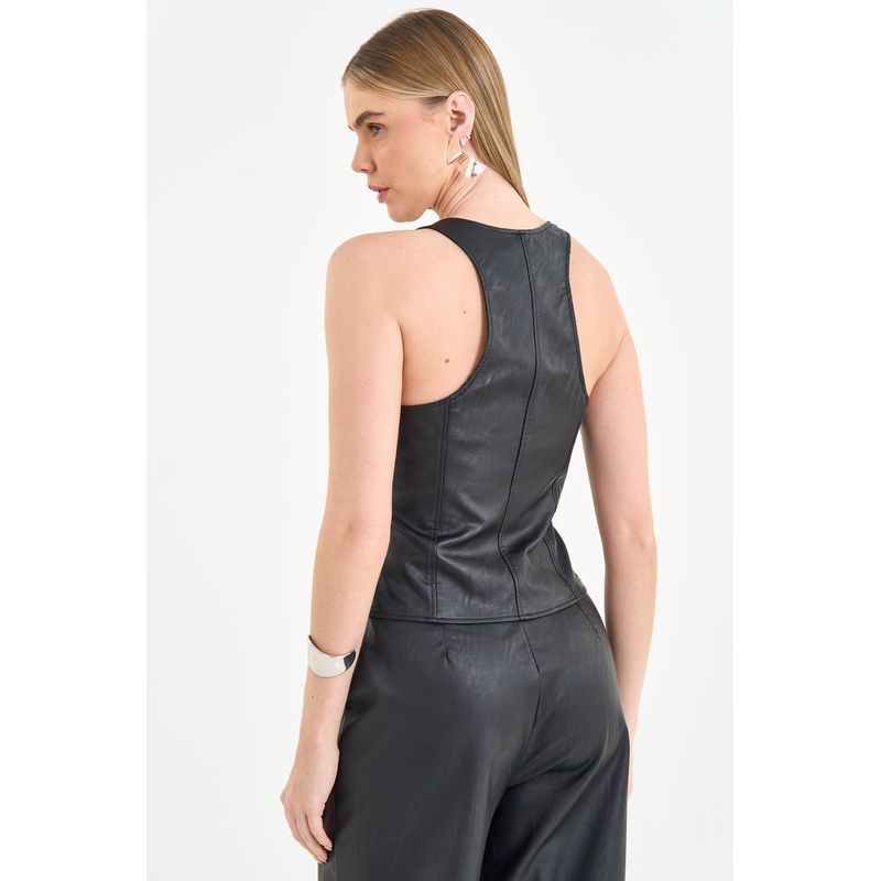 Blusa-Black-PU-Decote-V-com-Ziper-ACT-Feminino