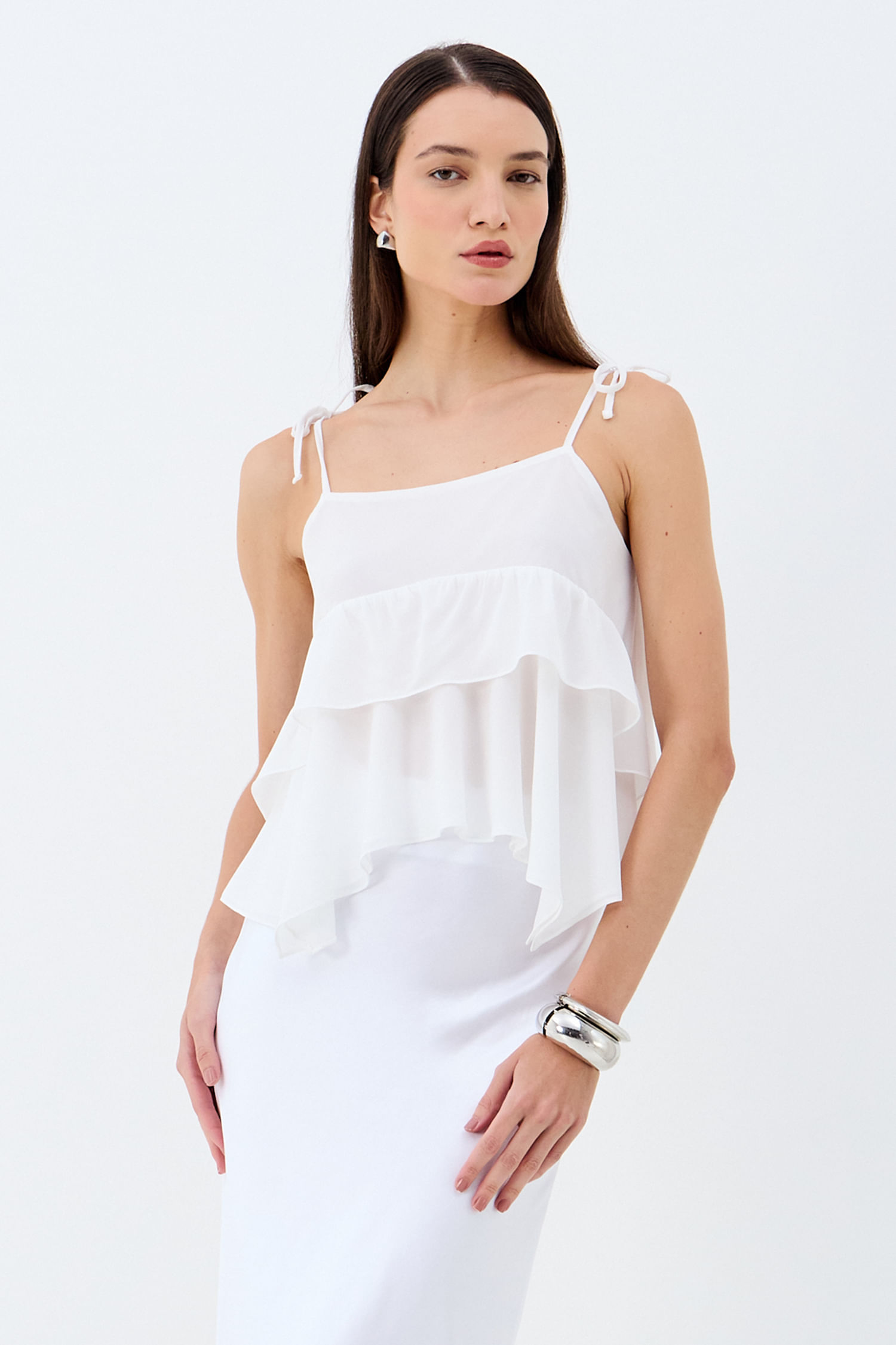 Blusa Com Transparência E Alças Finas  ACT Feminino