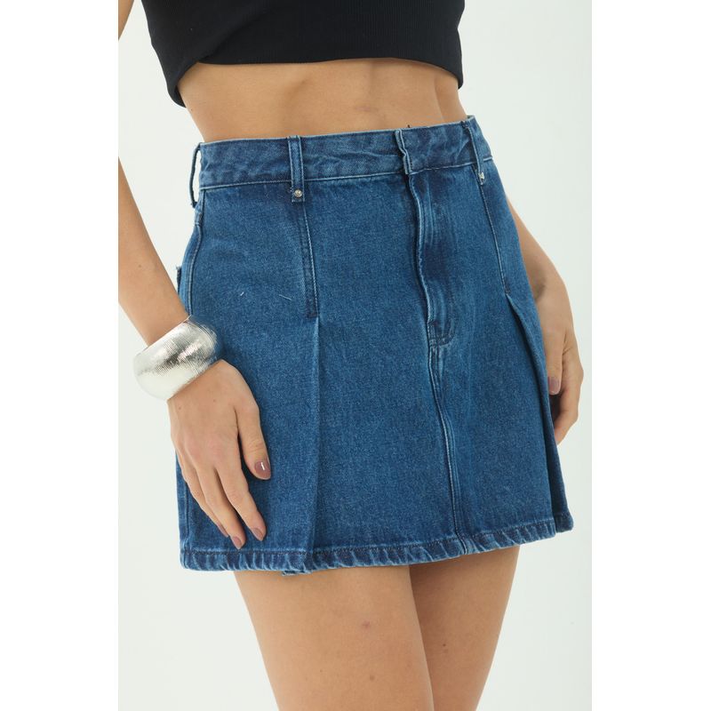 Saia-Jeans-Curta-Com-Pregas-ACT-Feminina