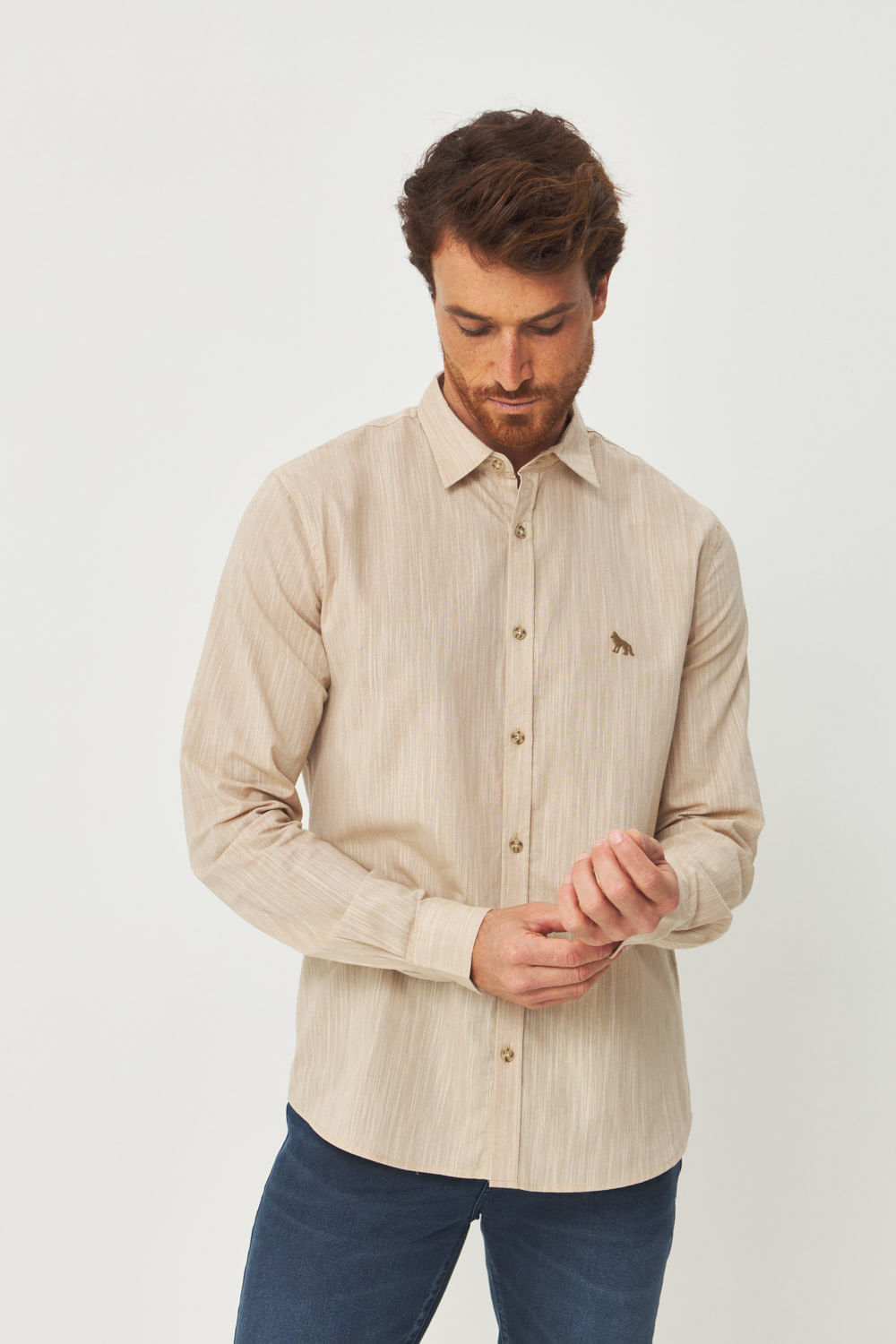Camisa Manga Longa Texturizada Masculino Acostamento