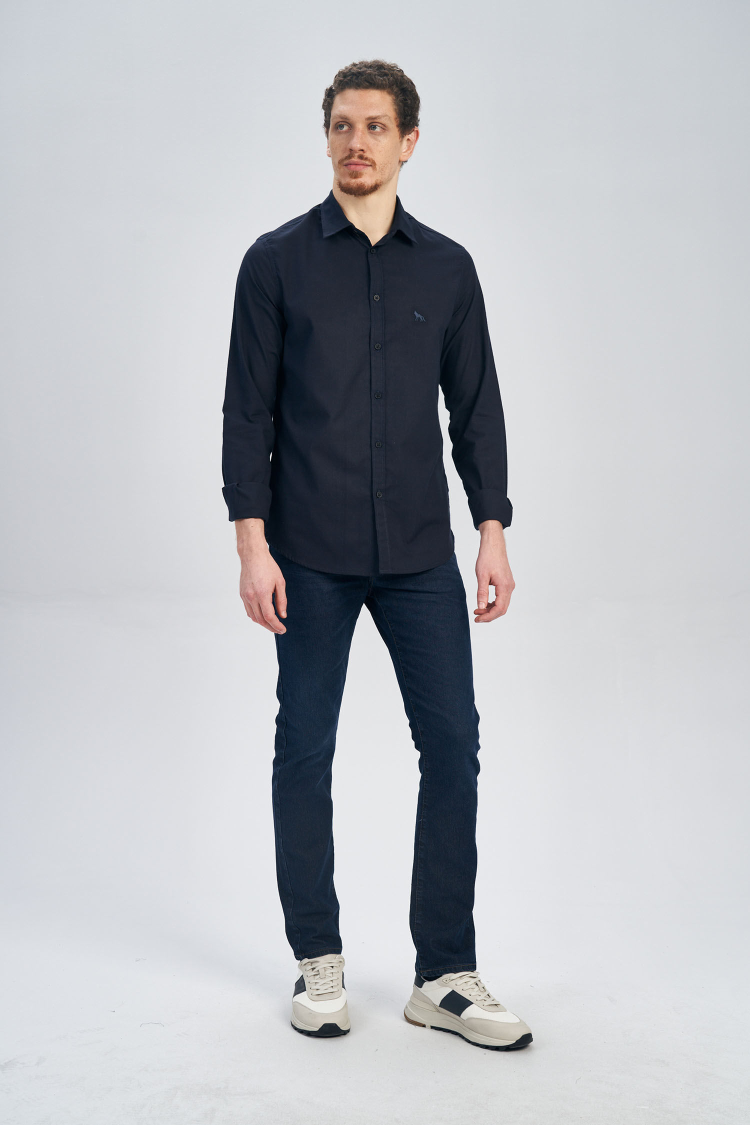 Camisa Básica Casual Masculina Acostamento