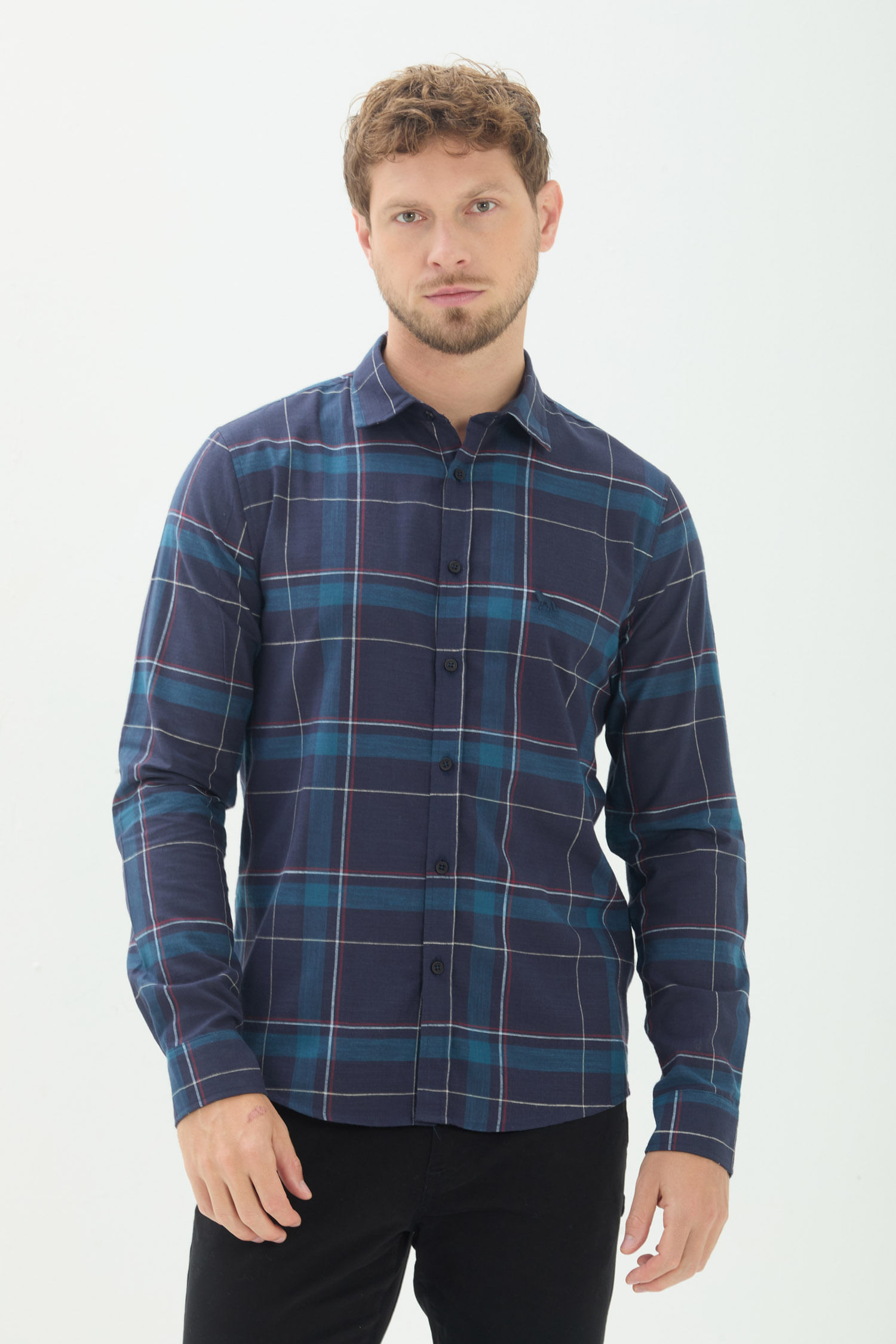 Camisa Xadrez Manga Longa Masculina Acostamento