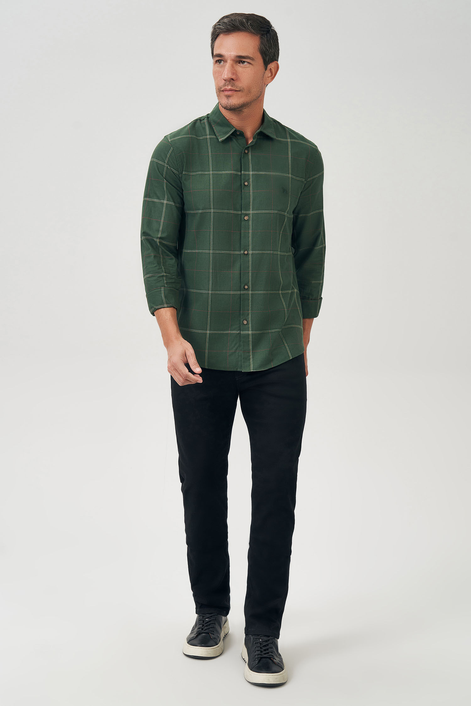 Camisa Xadrez Casual Masculina Acostamento