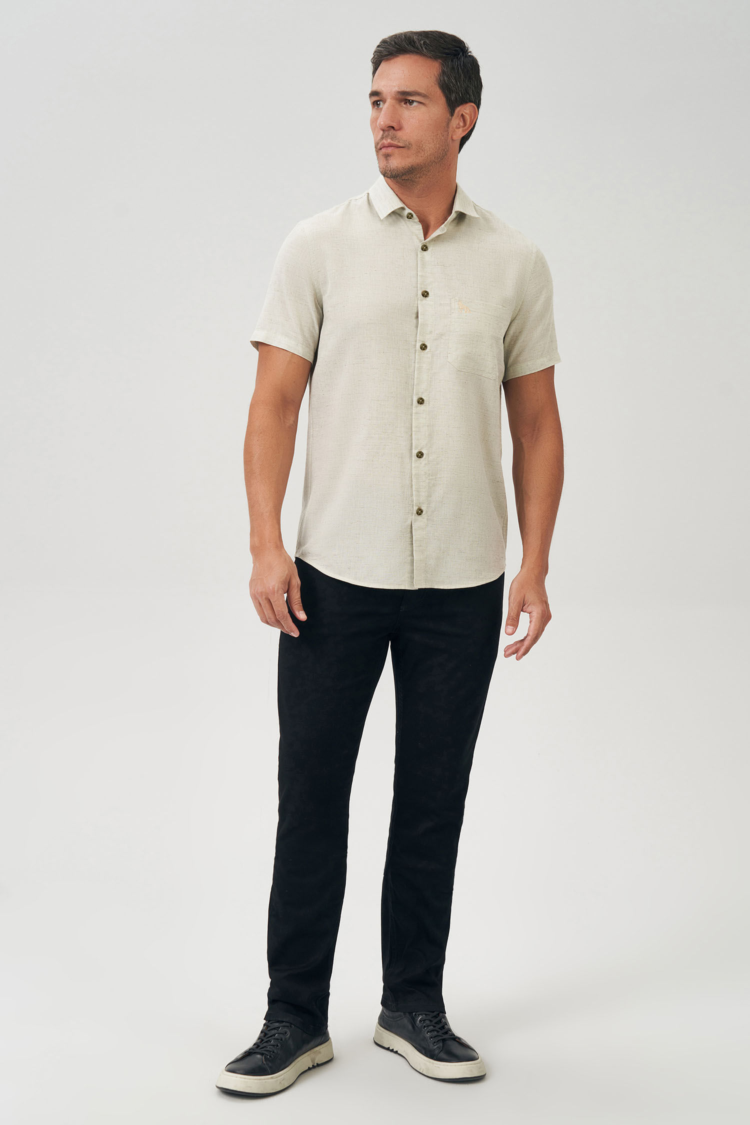Camisa Mesclada com Bolso Masculina Acostamento