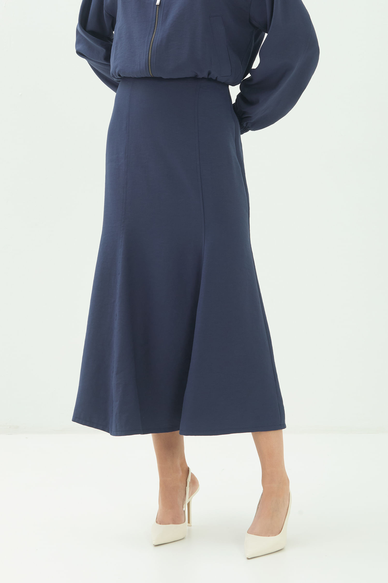 Saia Midi Casual Elegante ACT Feminina
