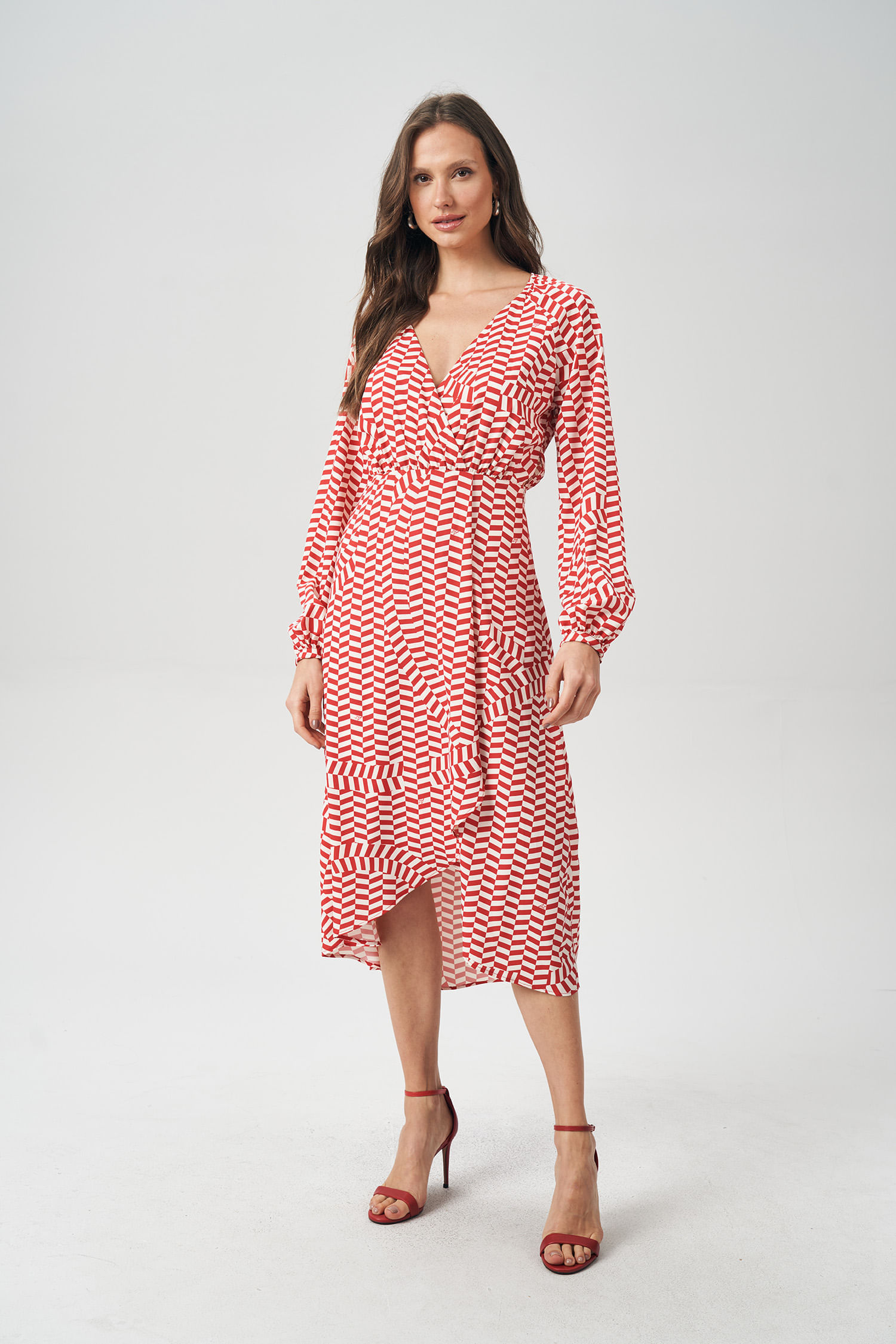 Vestido Midi Estampado Feminino Acostamento