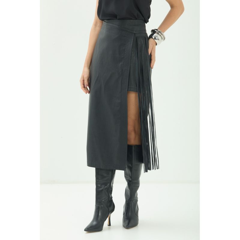 Saia-Midi-PU-com-Franjas-ACT-Feminina