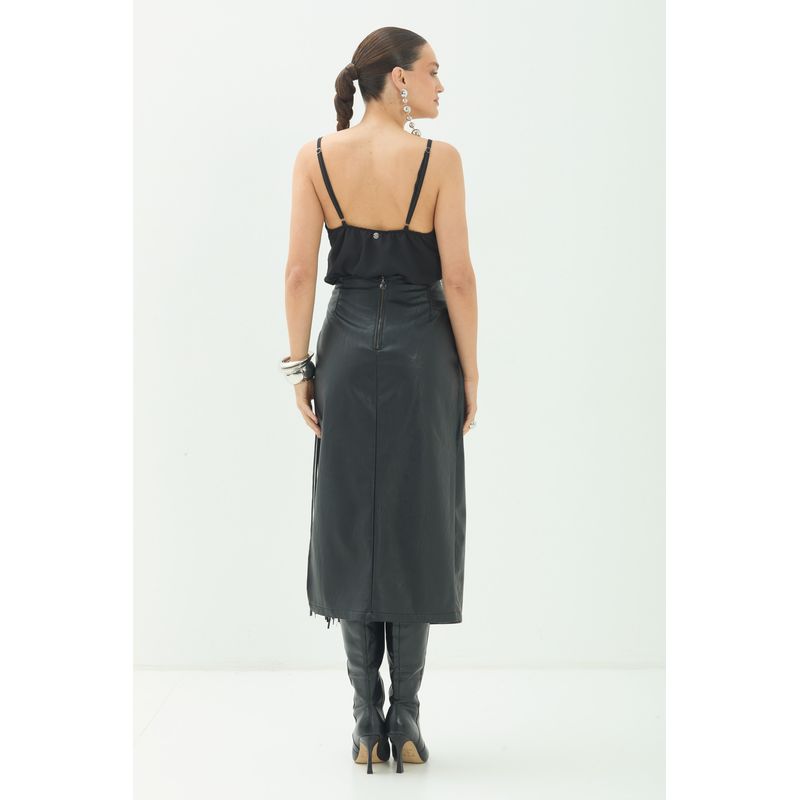 Saia-Midi-PU-com-Franjas-ACT-Feminina