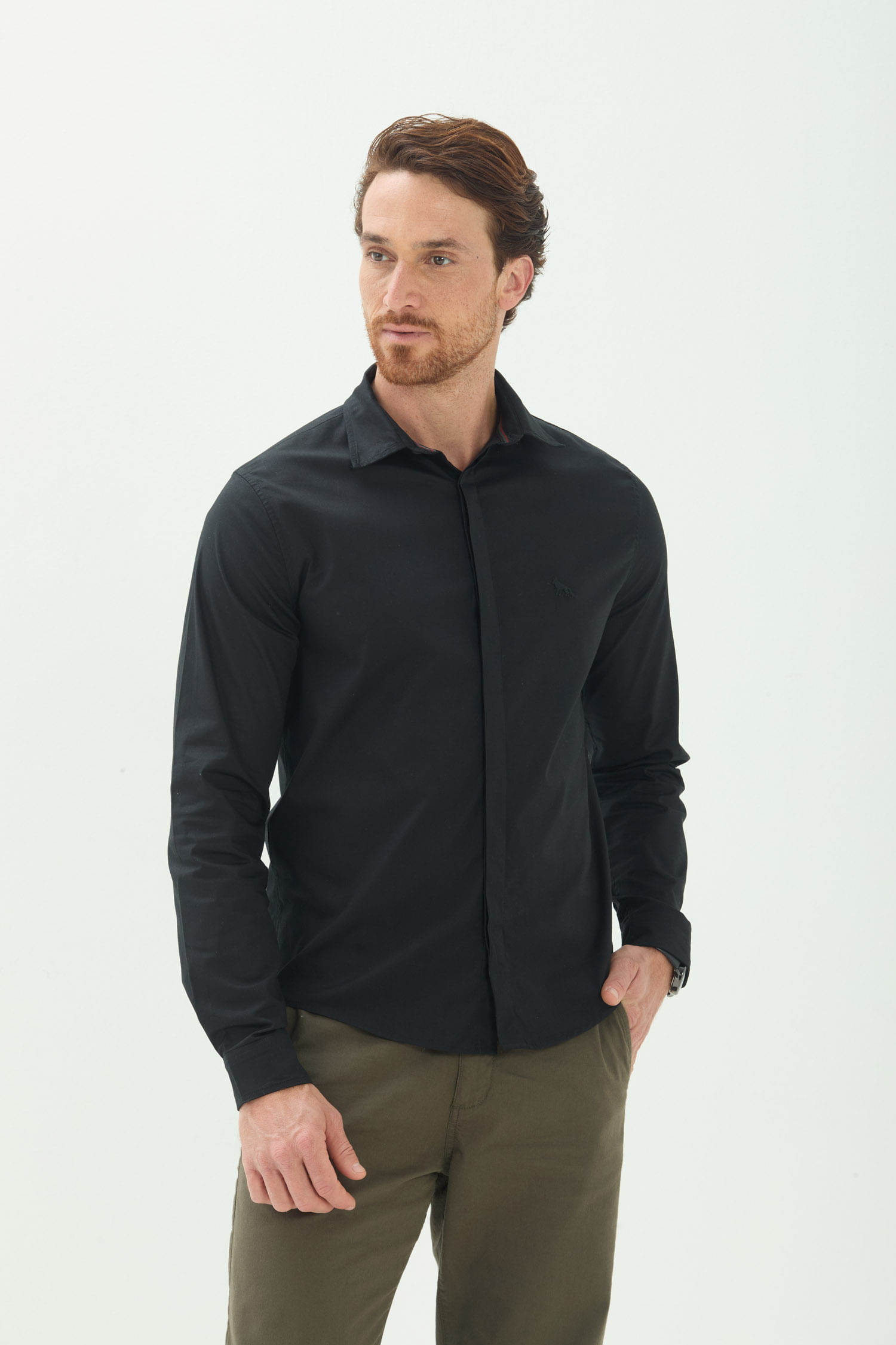 Camisa Botão Oculto Masculina Acostamento