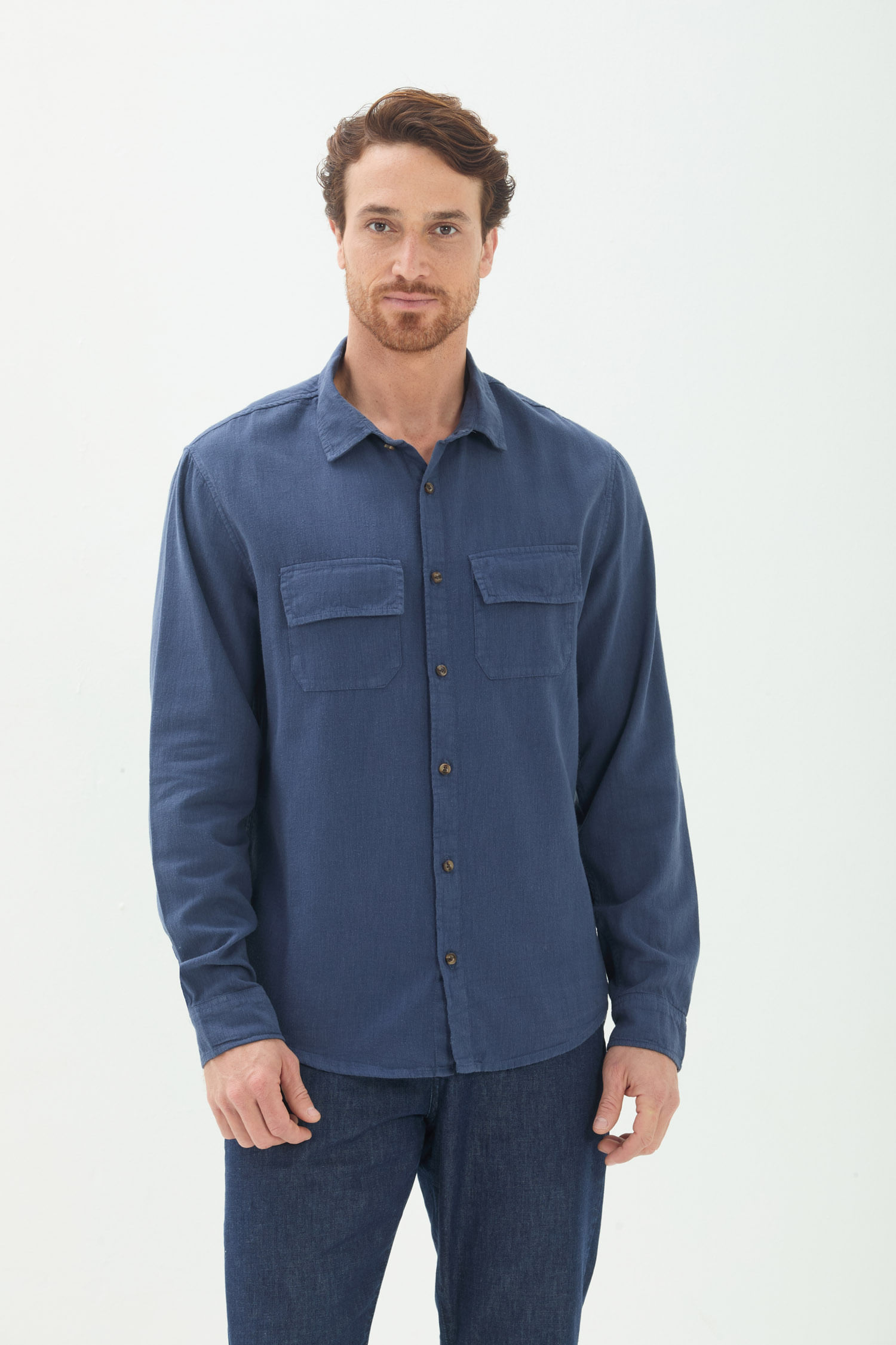 Camisa Com Bolsos Masculina Acostamento