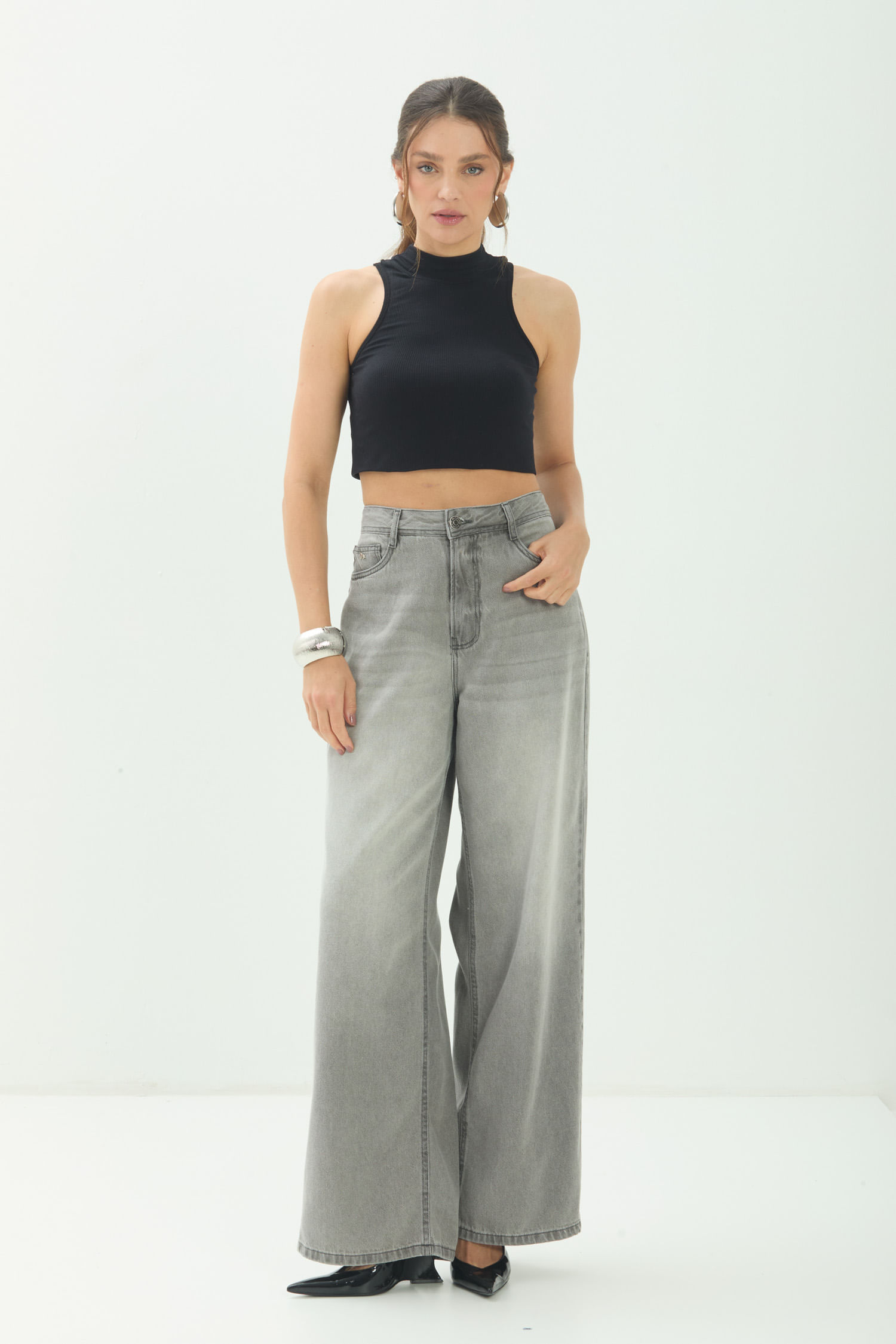 Calça Jeans Wide Moderna ACT Feminina