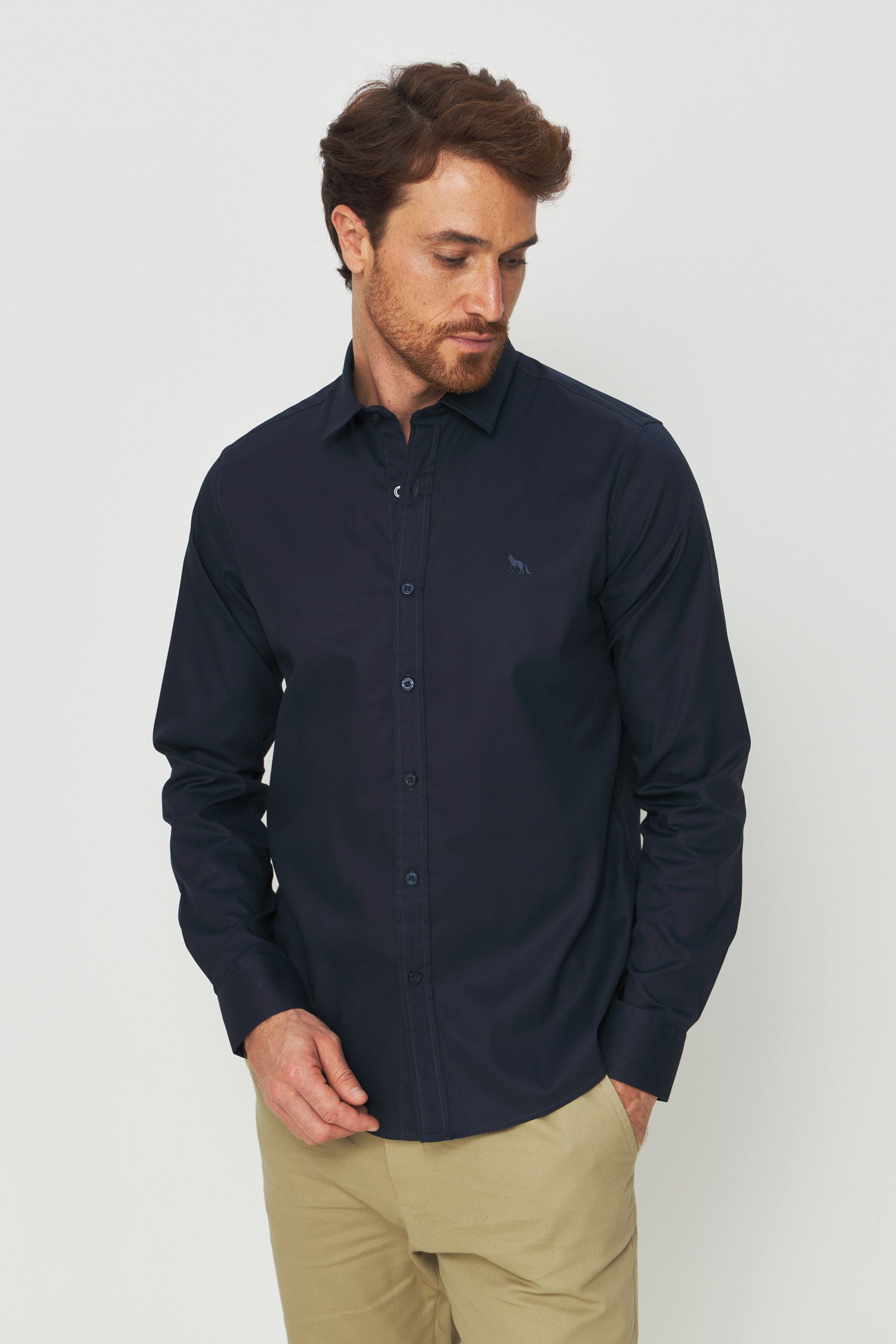 Camisa Cotton Manga Longa Masculina Acostamento
