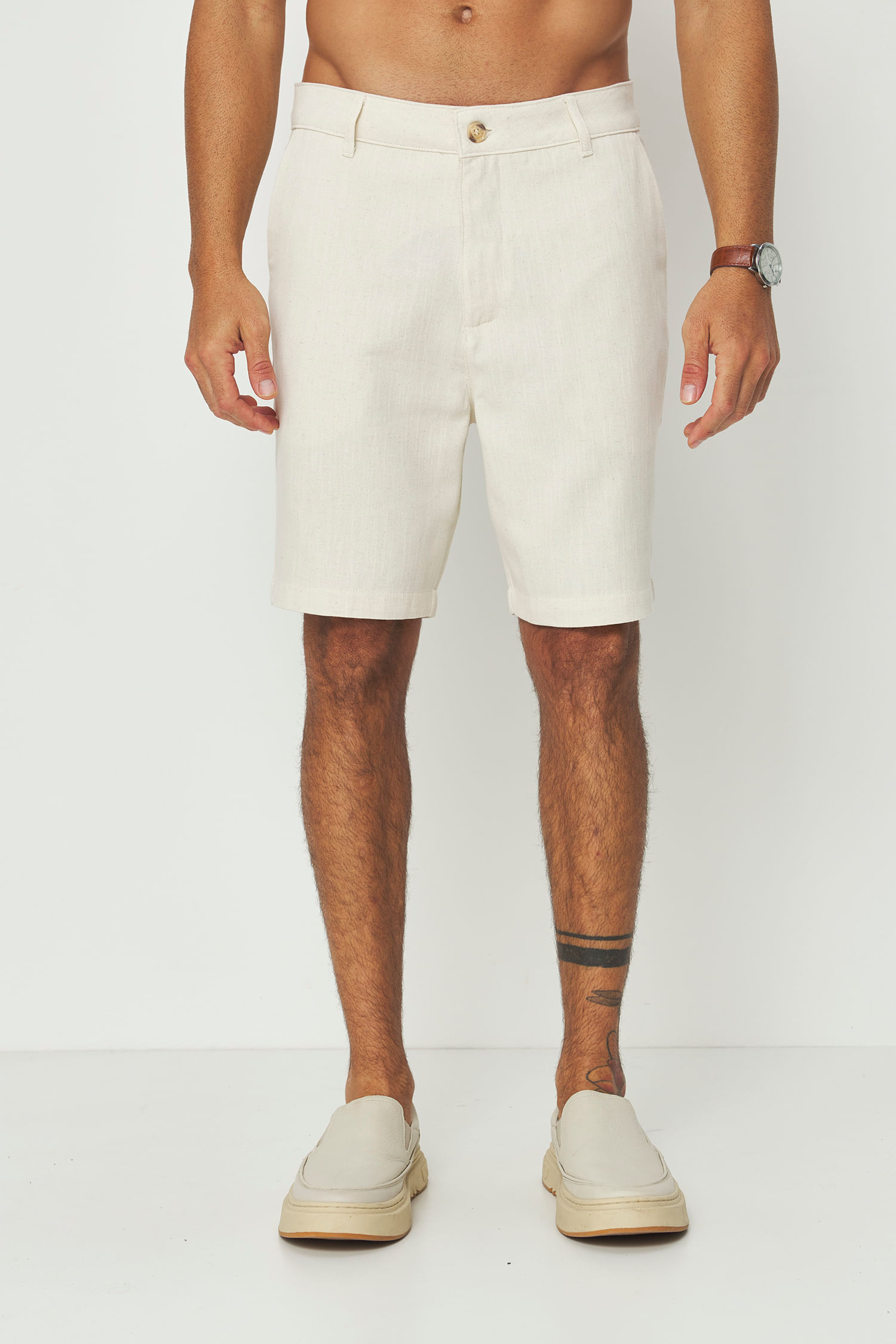 Bermuda Linho com Bolso Faca Masculino Acostamento