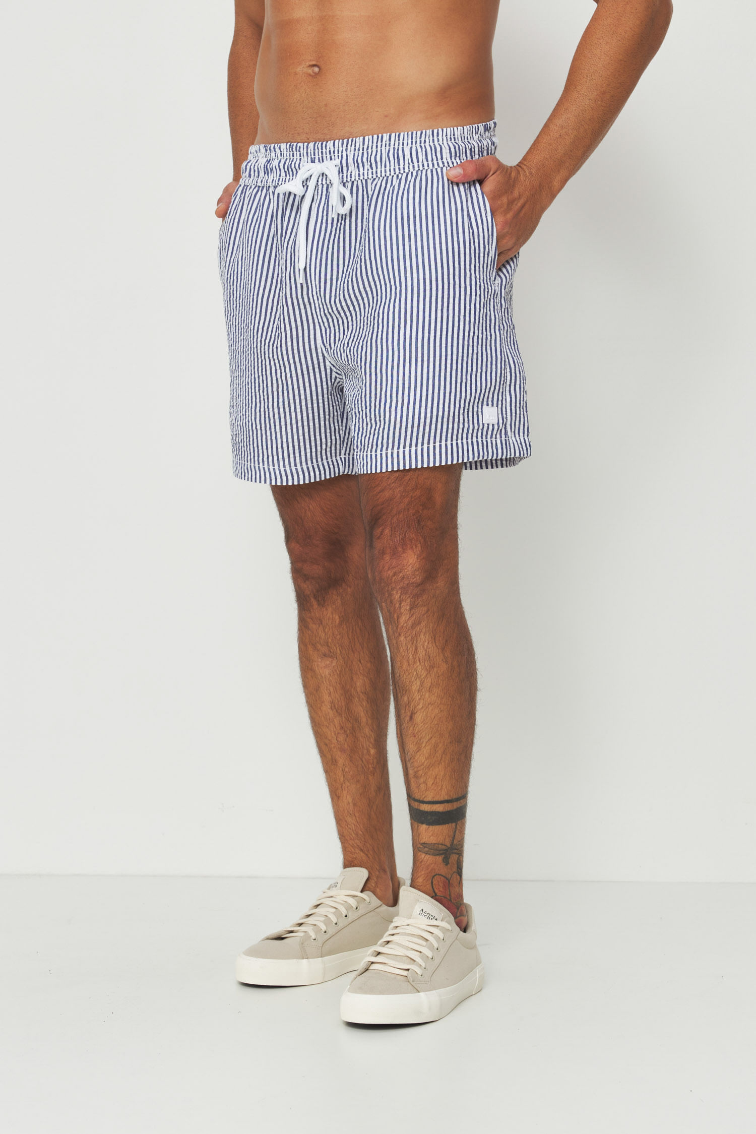 Short Listrado Casual Masculino Acostamento