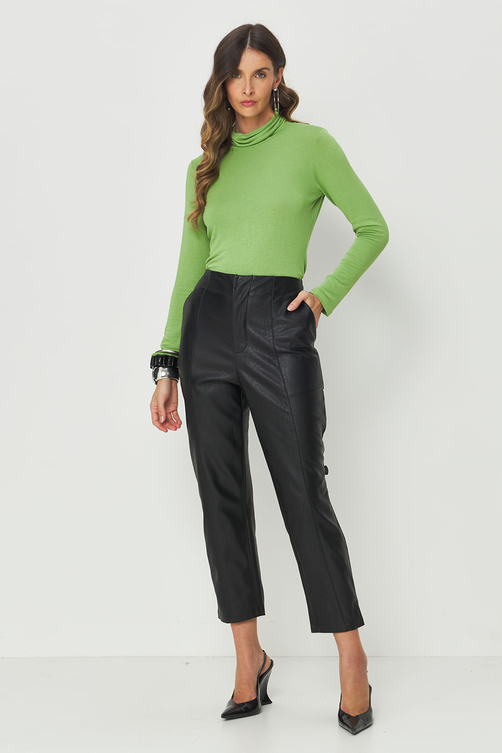 Calça PU Fashion Feminina Acostamento