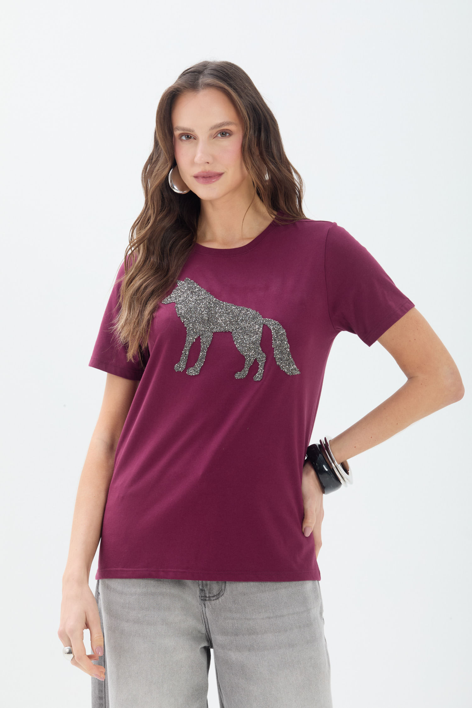 T-Shirt Lobo Shine ACT Feminina