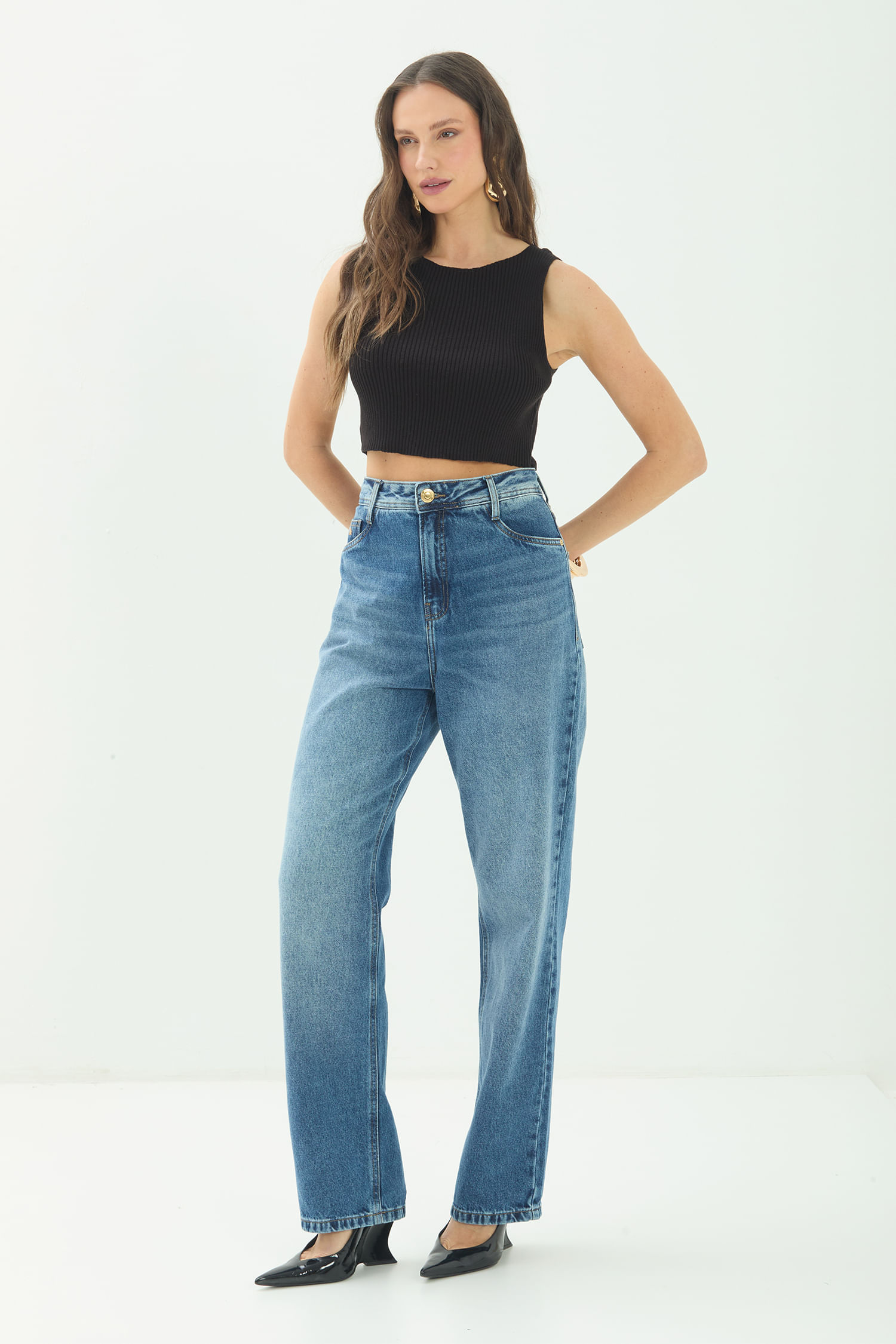 Calça Jeans Straight Clássica ACT Feminino
