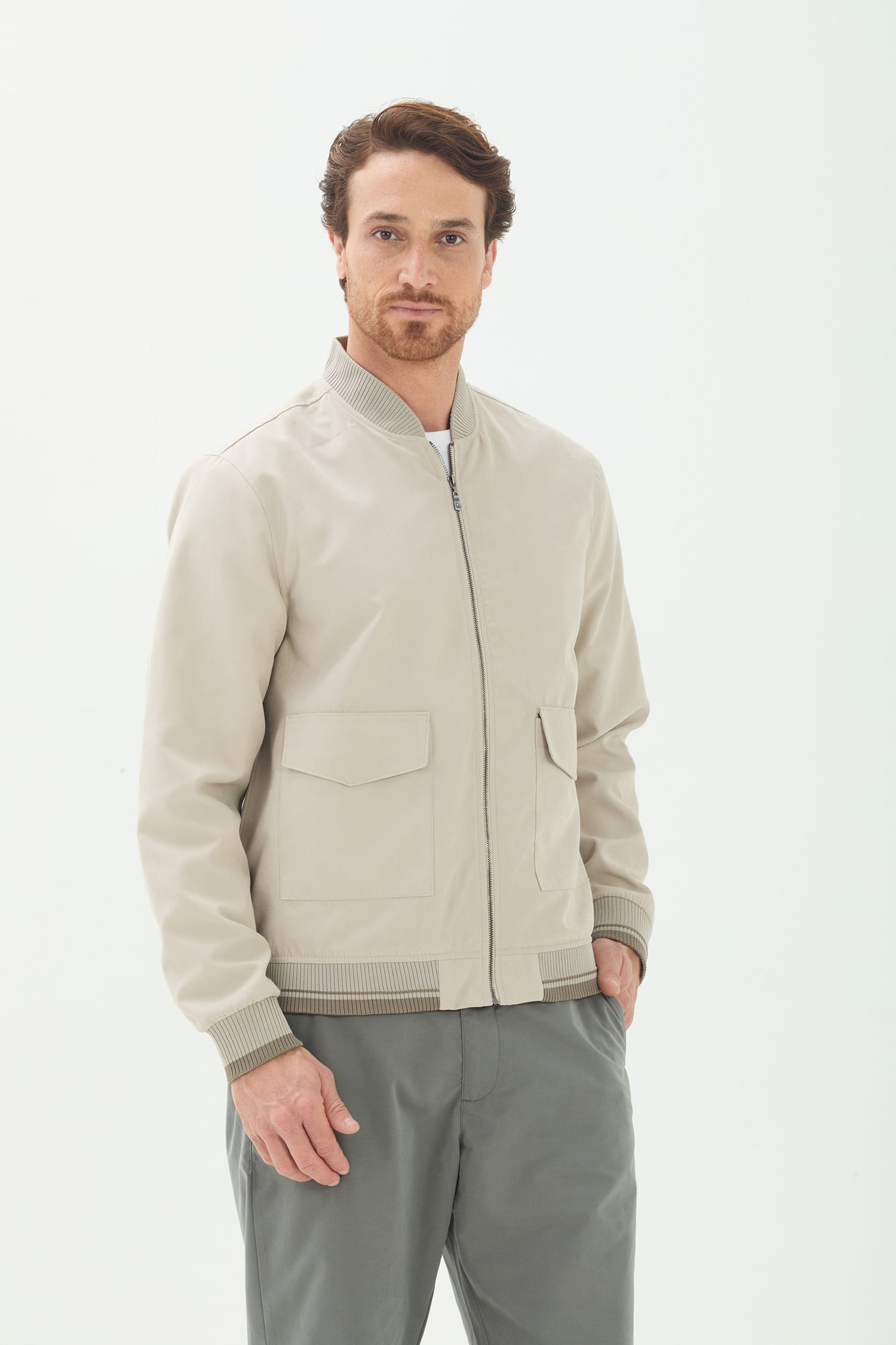 Jaqueta Casual Com Bolsos Masculina Acostamento