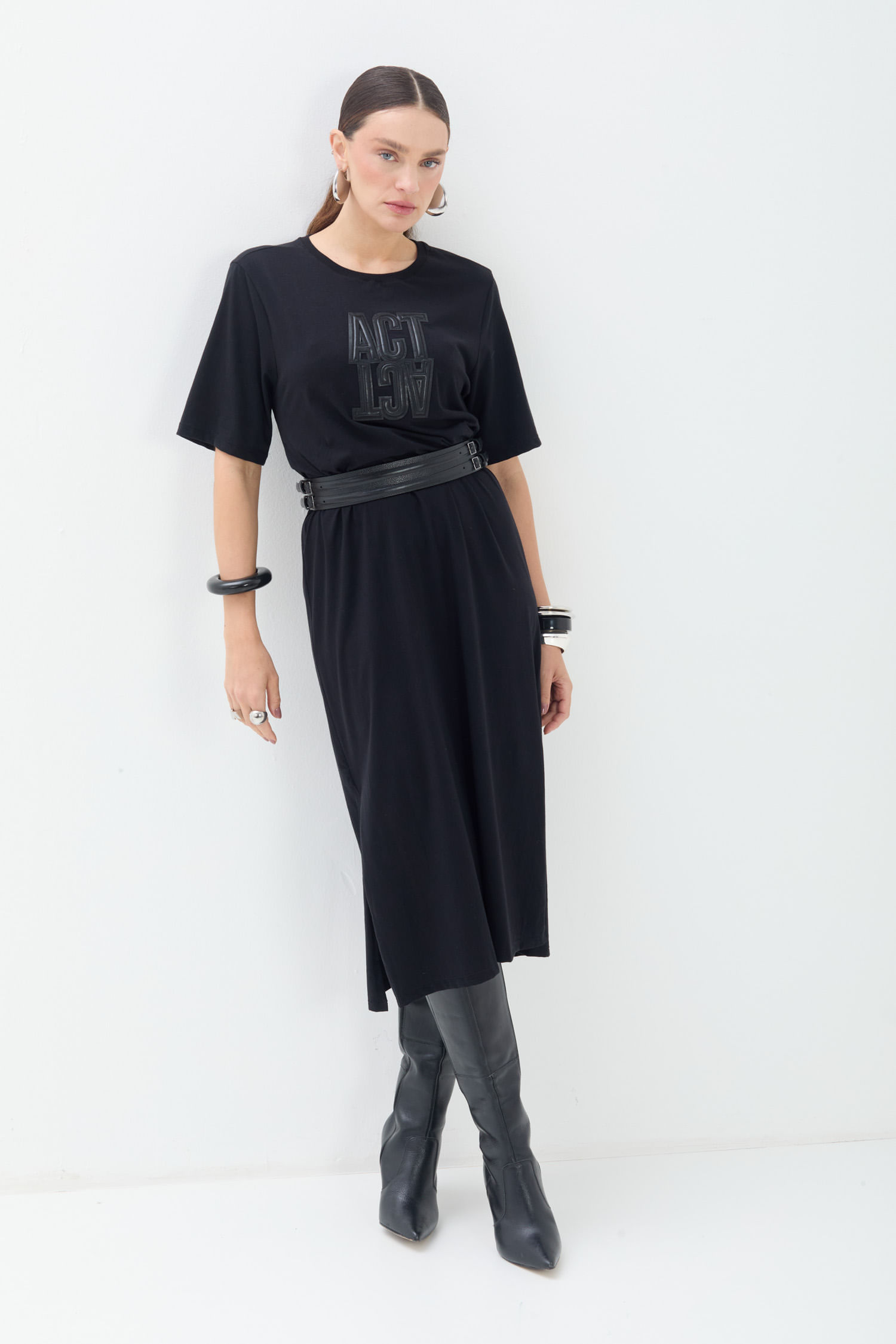Vestido Maxi T Shirt ACT Feminino