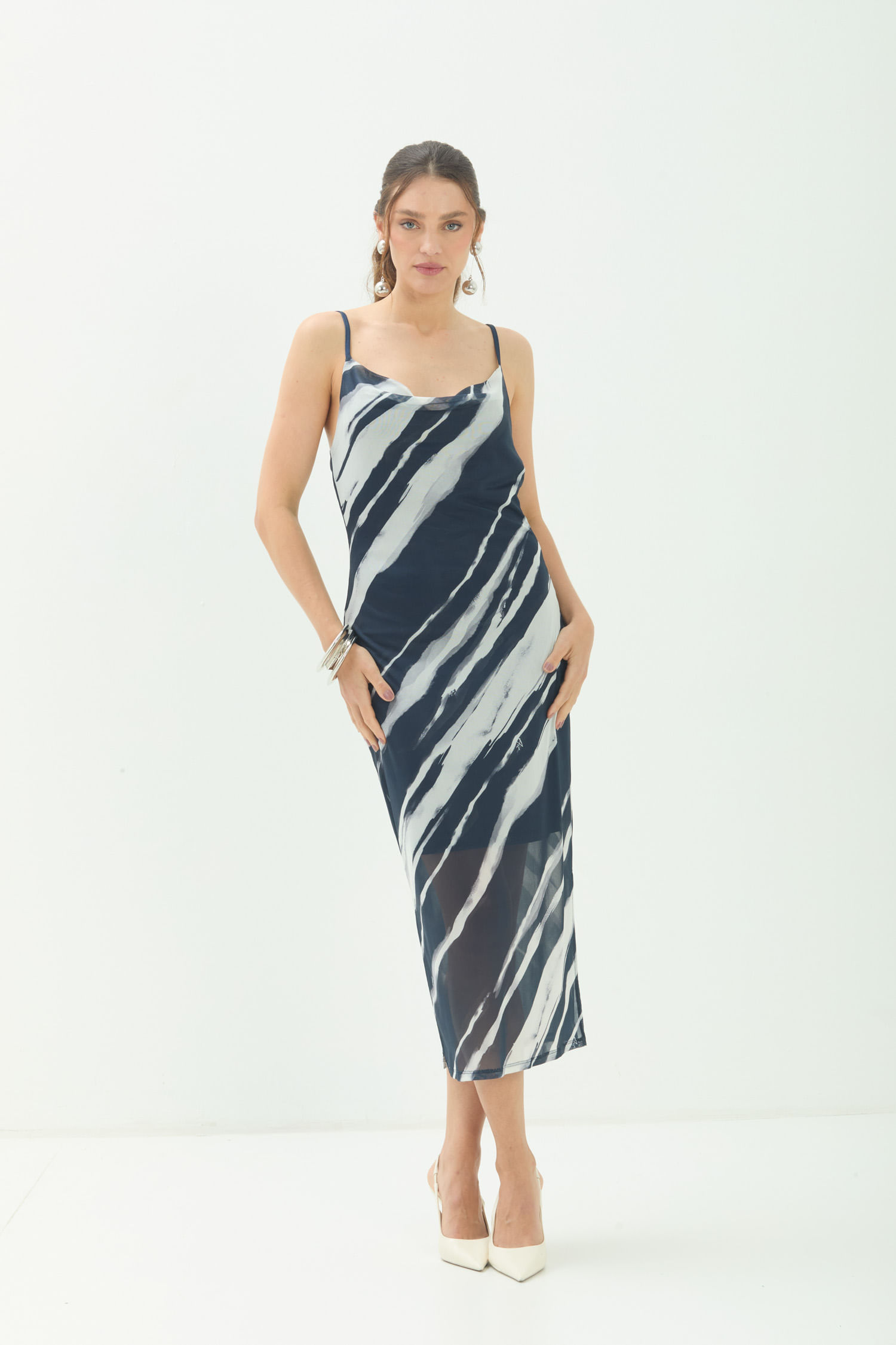 Vestido Midi Estampado ACT Feminino
