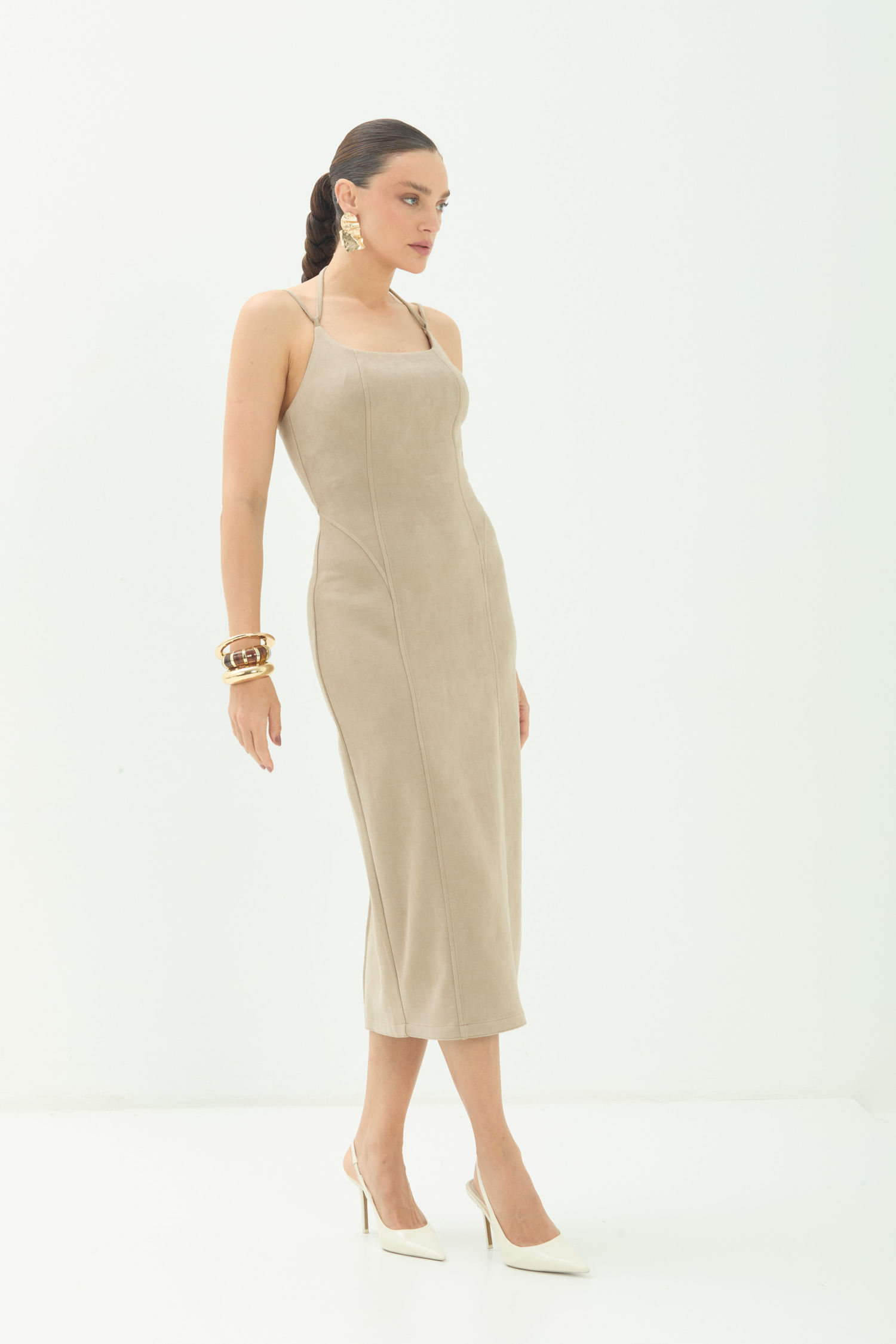 Vestido Midi Com Alças Finas ACT Feminino