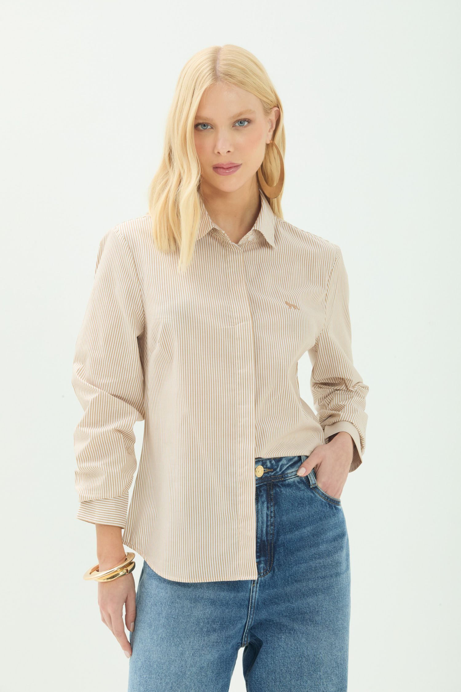 Camisa Social Listrada Elegante ACT Feminina