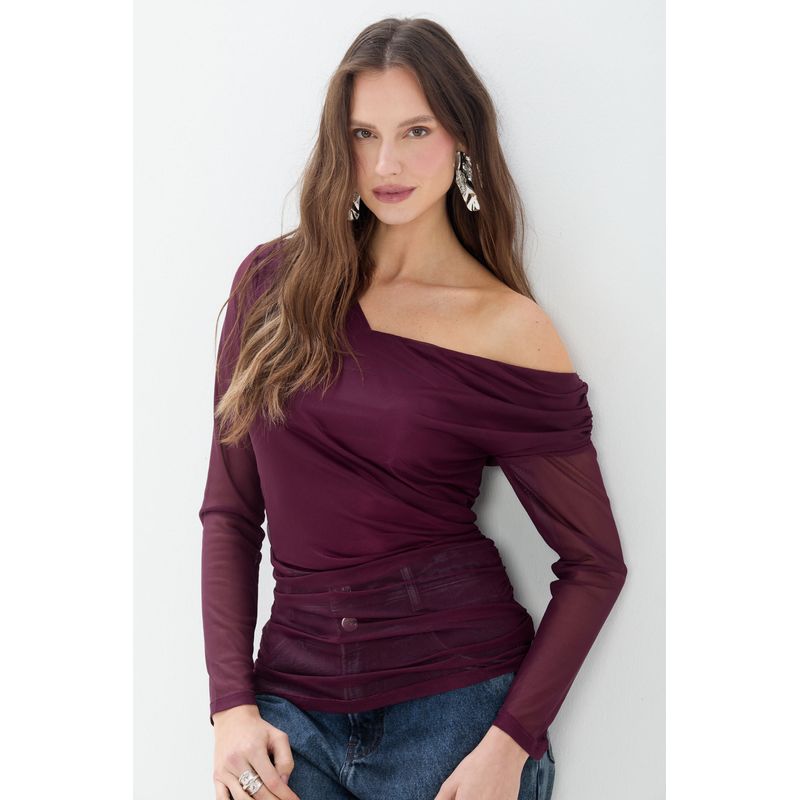 Blusa-Ombro-Assimetrico-Em-Tule-ACT-Feminina