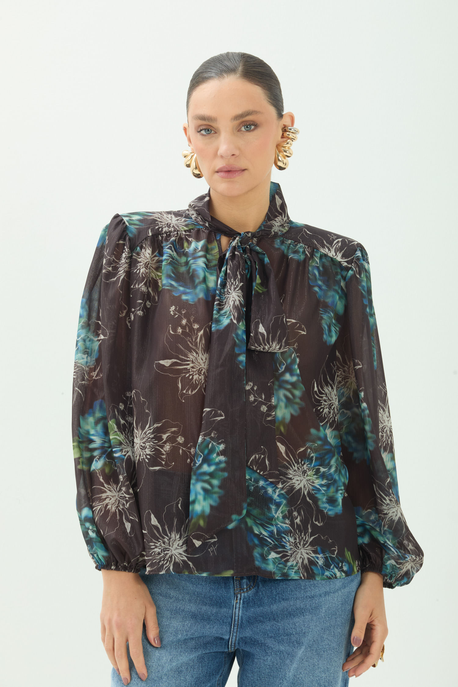 Blusa Estampada Com Amarração ACT Feminino
