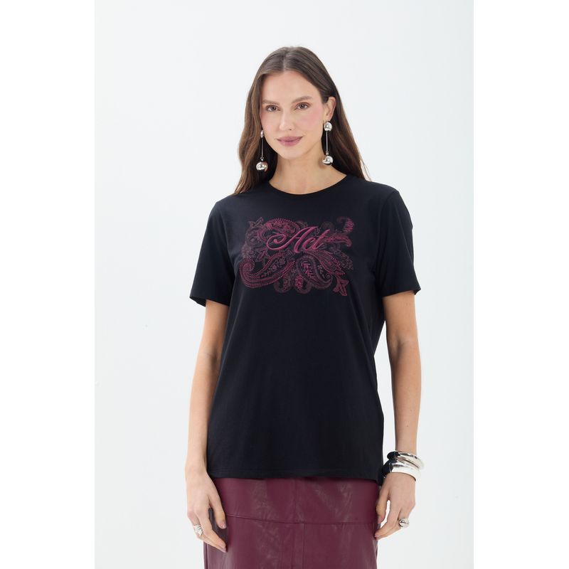 T-shirt-Casual-Com-Estampa-ACT-Feminina