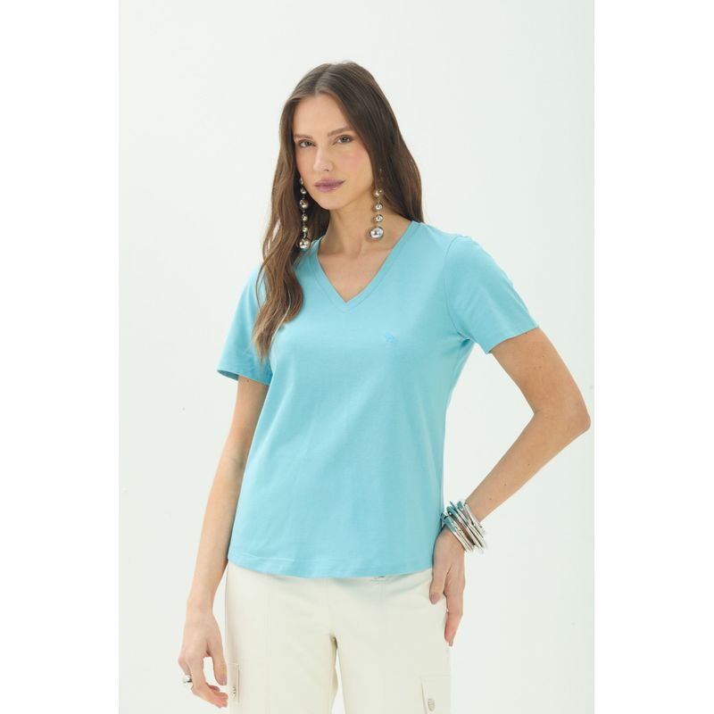 T-Shirt-Basica-Gola-V-ACT-Feminina