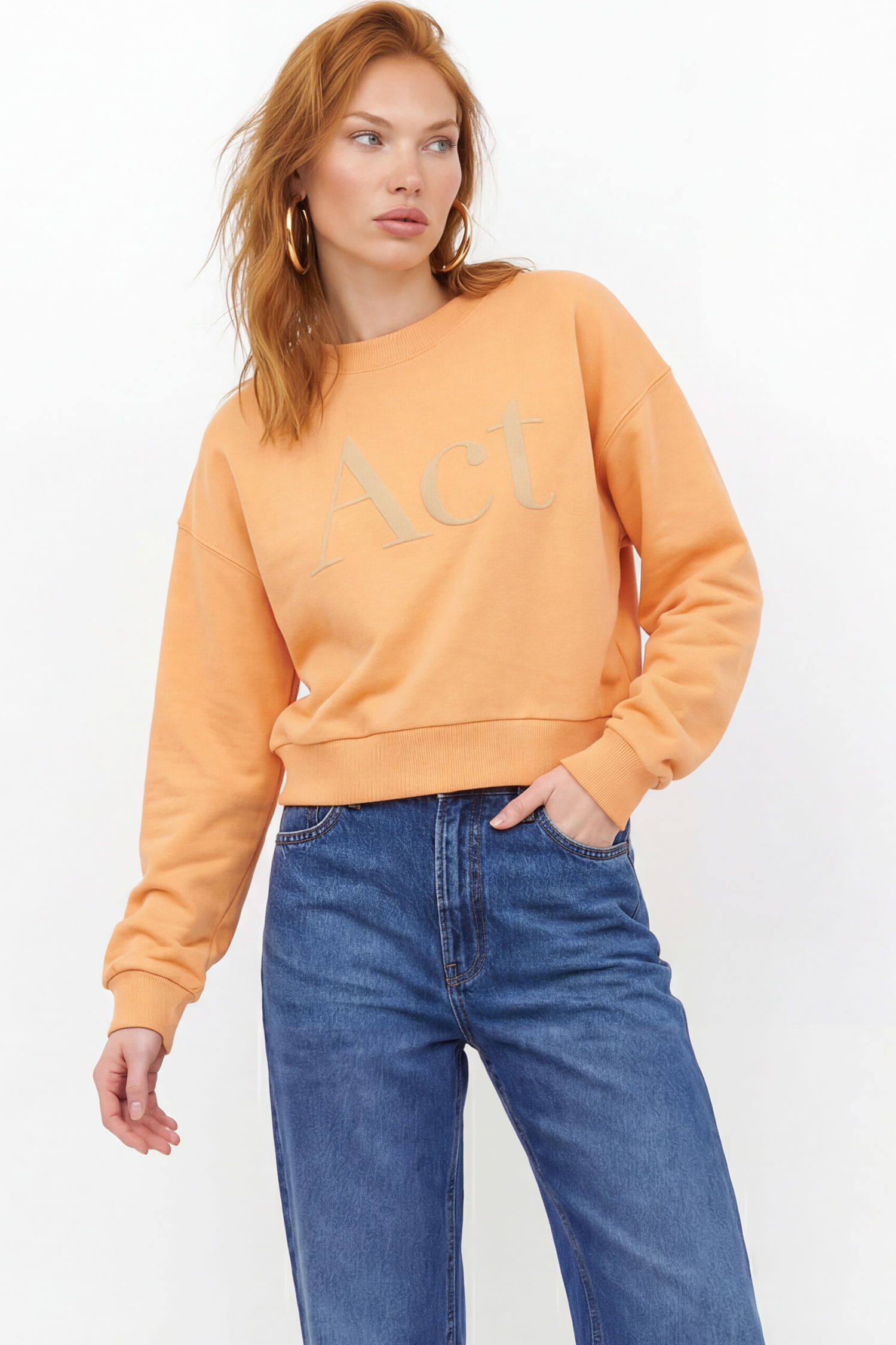 Blusão Moletom Com Logo ACT Feminino